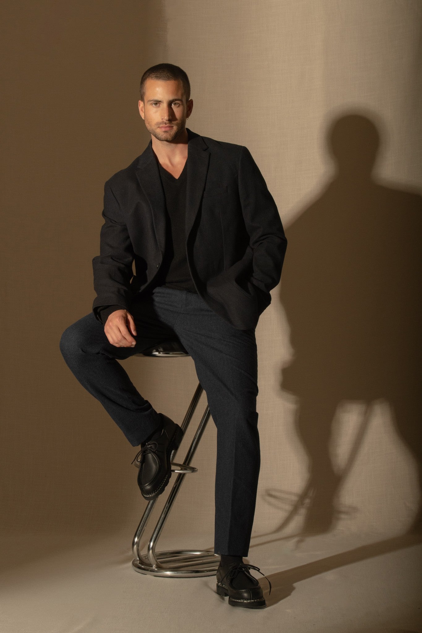 lorenzo pull col v noir 100% cachemire