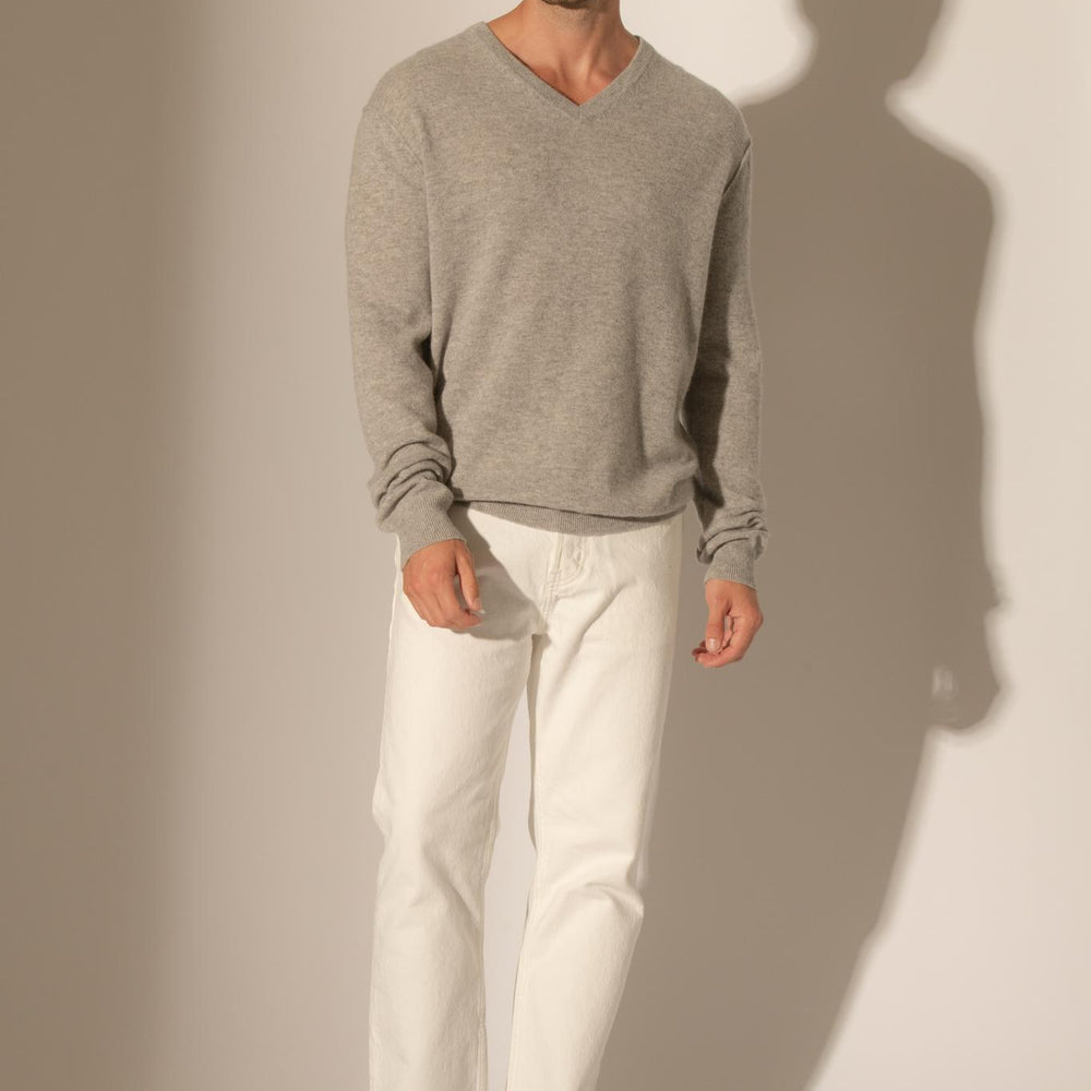 LORENZO pull col v nuage chiné 100% cachemire