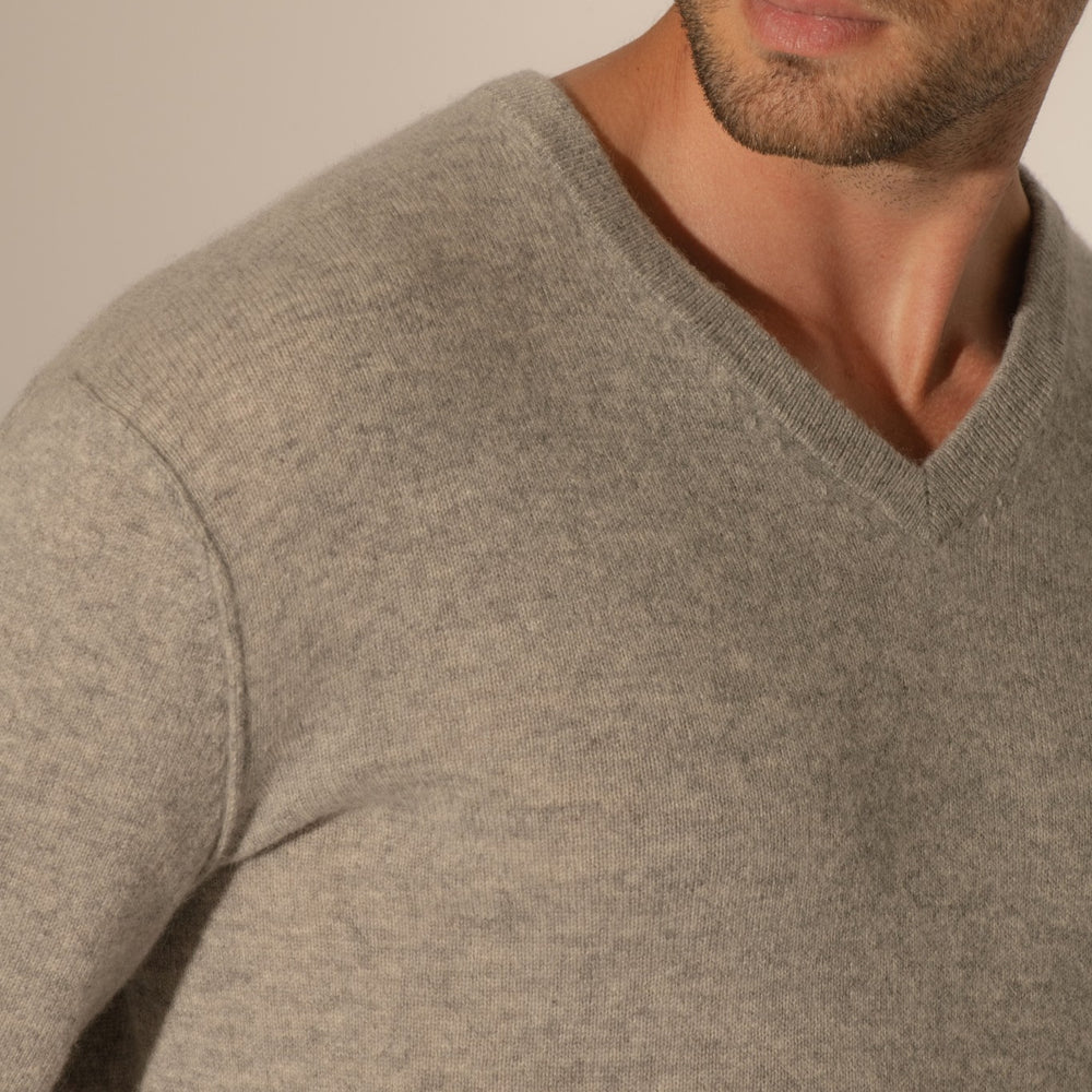 lorenzo pull col v nuage chiné 100% cachemire