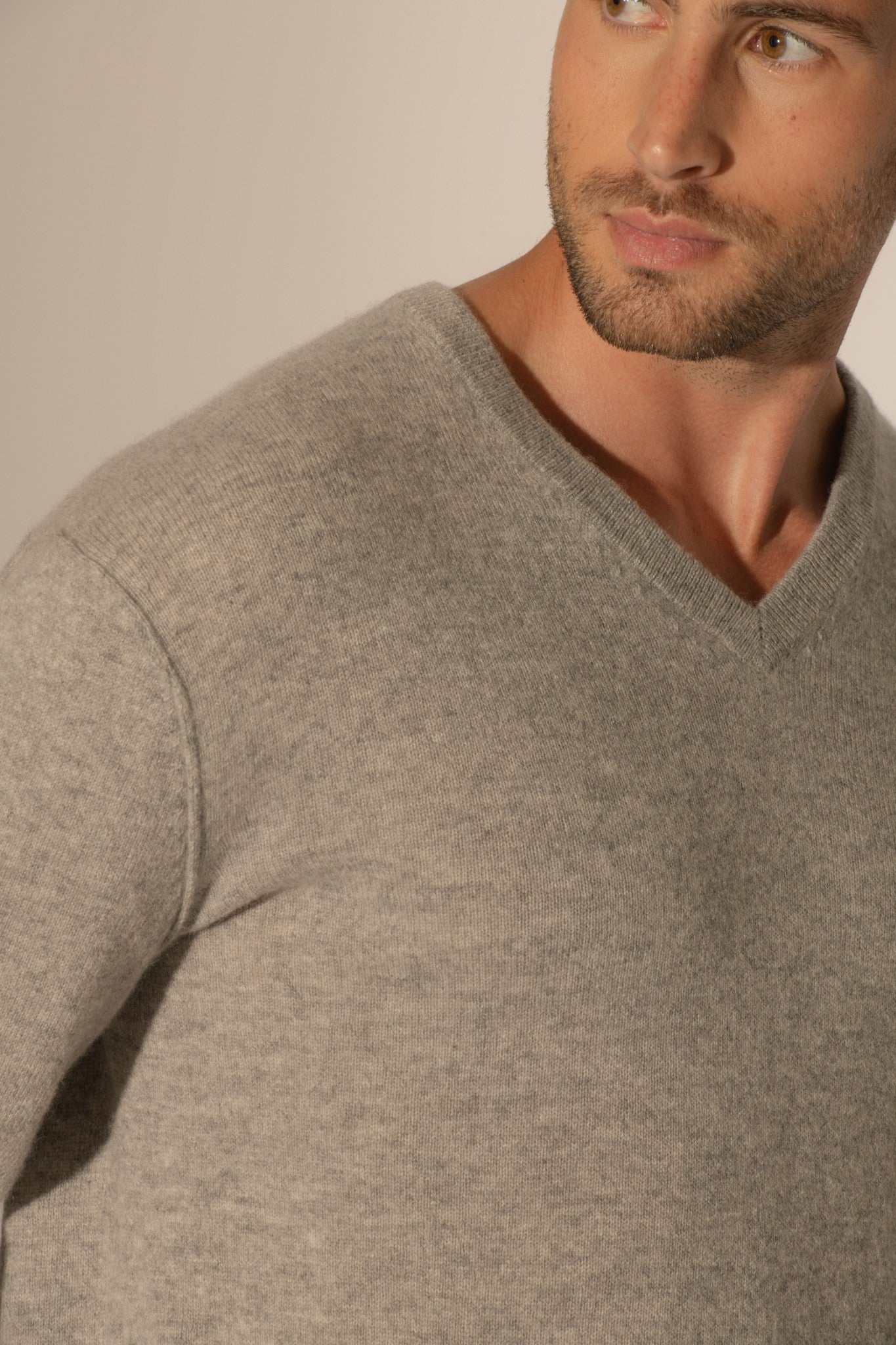 lorenzo pull col v nuage chiné 100% cachemire