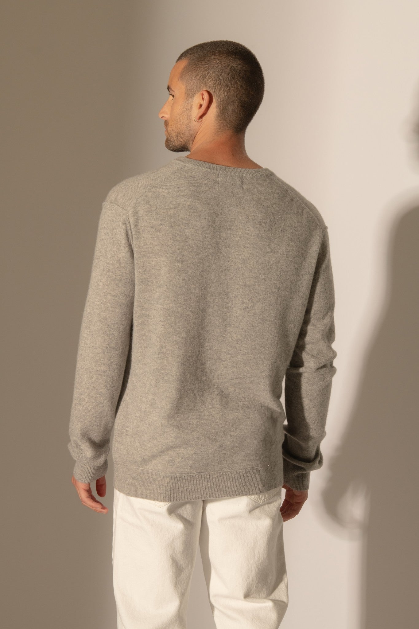 lorenzo pull col v nuage chiné 100% cachemire