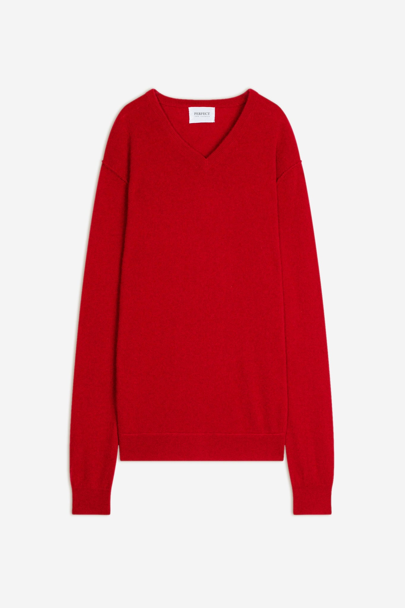 lorenzo pull col v rouge 100% cachemire