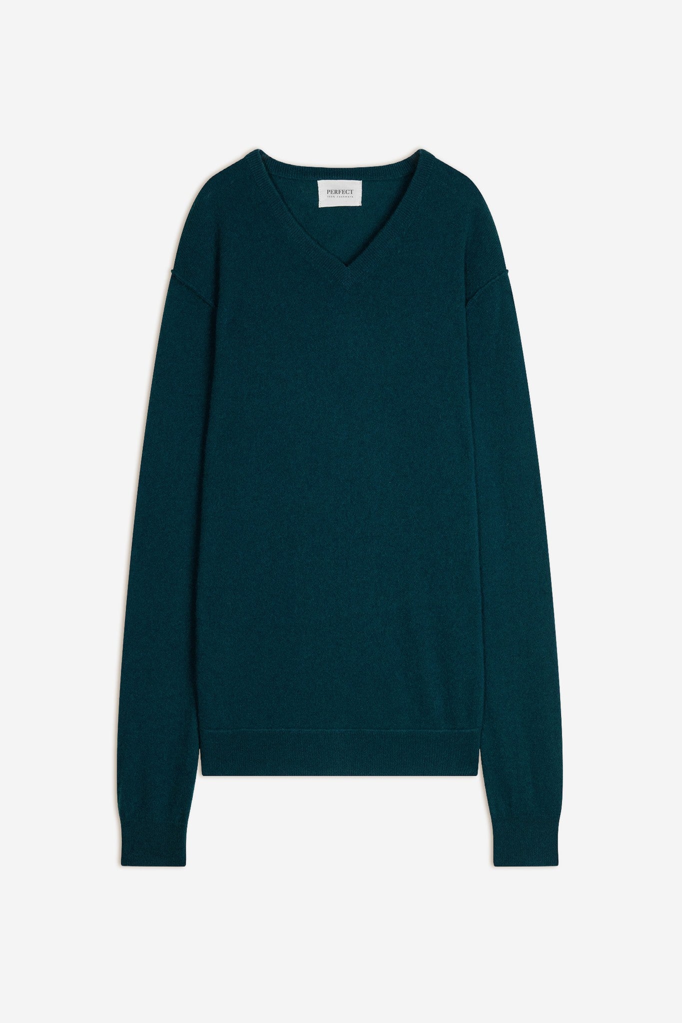 lorenzo pull col v vert canard 100% cachemire