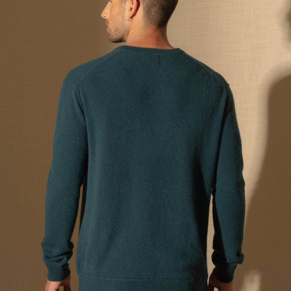 lorenzo pull col v vert canard 100% cachemire