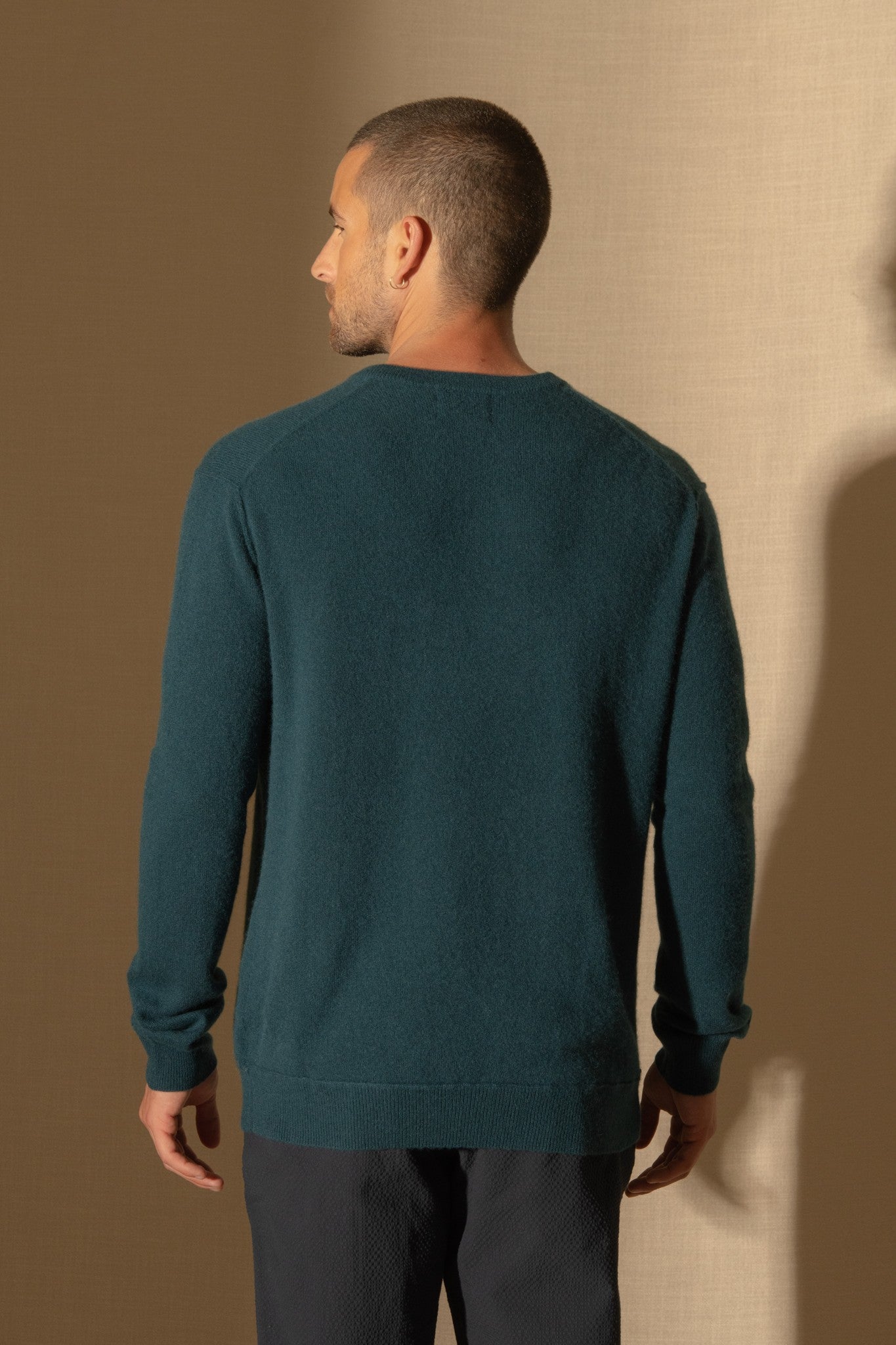 lorenzo pull col v vert canard 100% cachemire