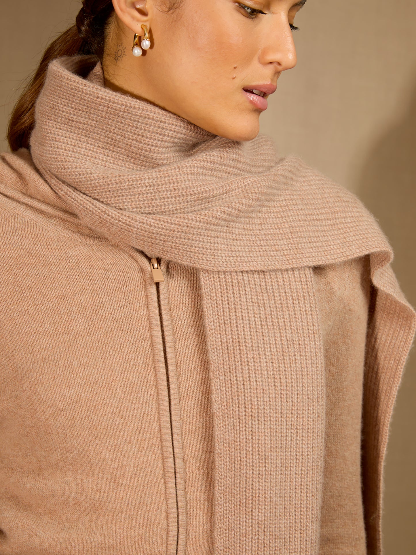 LOUANE écharpe 4 fils camel chiné 100% cachemire