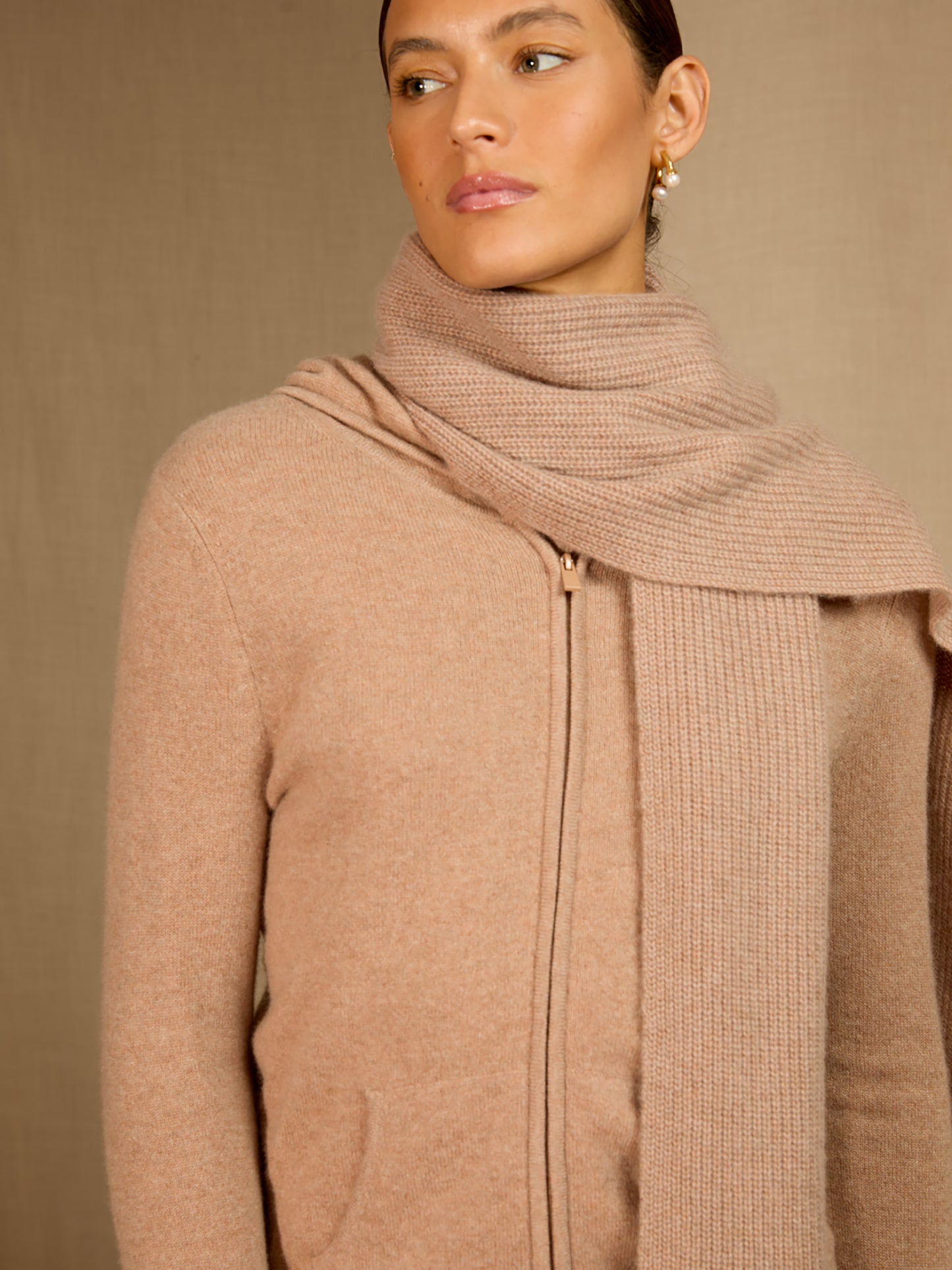 LOUANE écharpe 4 fils camel chiné 100% cachemire