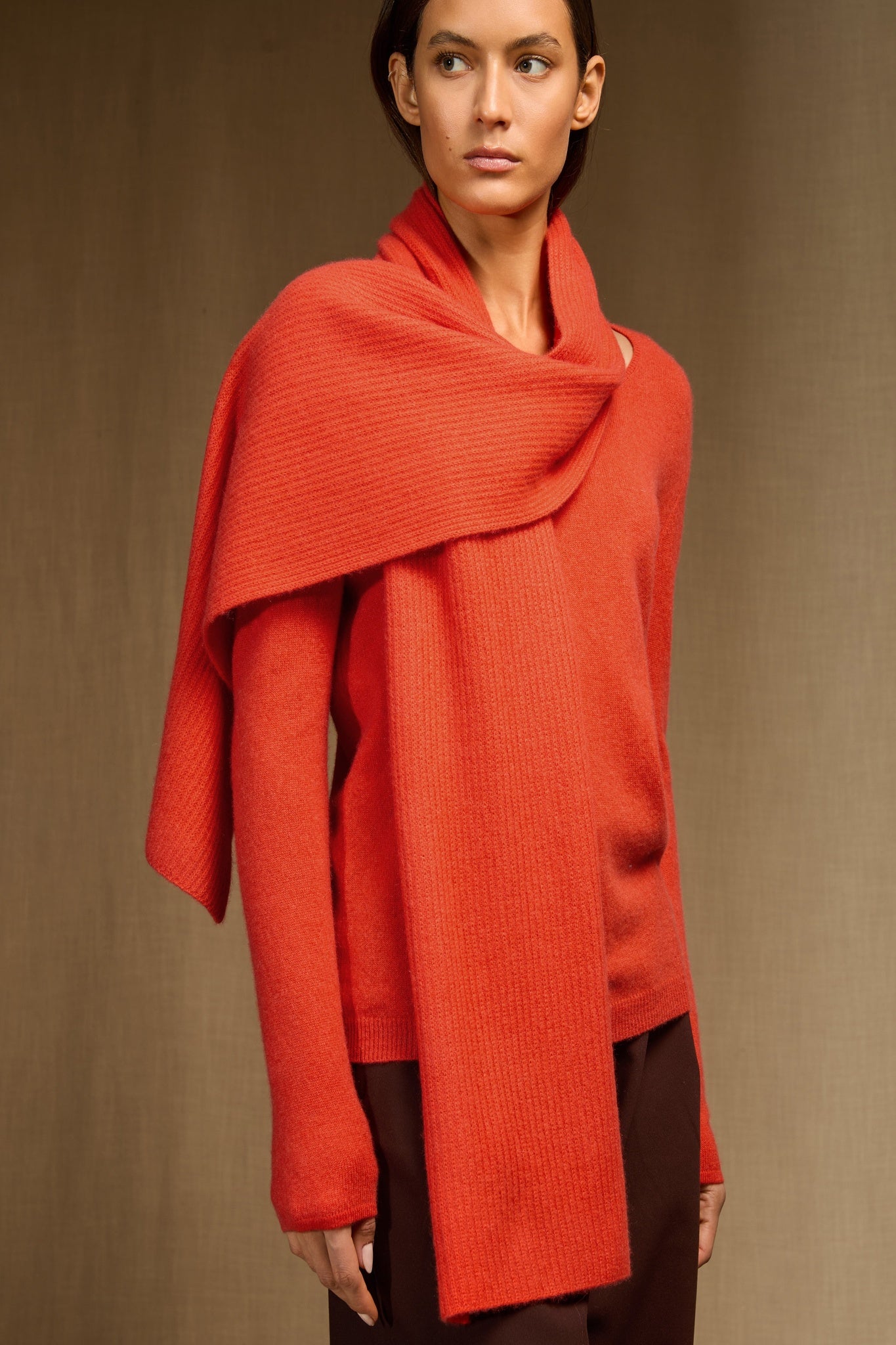 louane écharpe 4 fils orange 100% cachemire