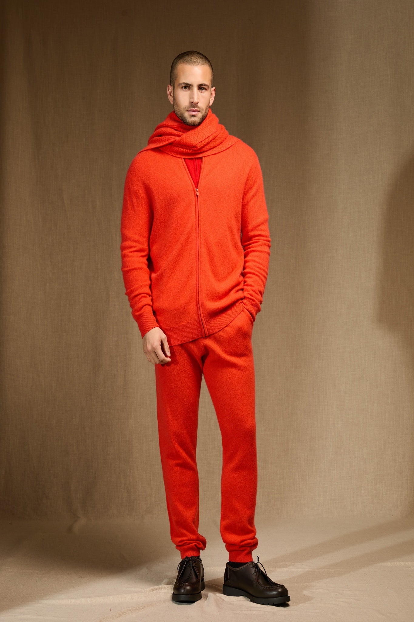 louane écharpe 4 fils orange 100% cachemire