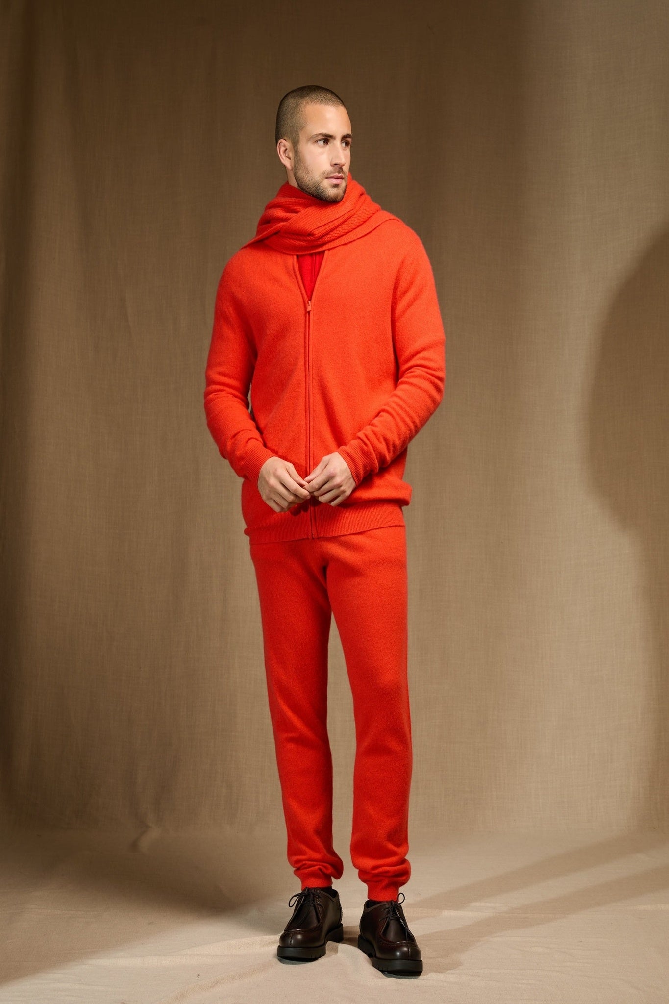 louane écharpe 4 fils orange 100% cachemire