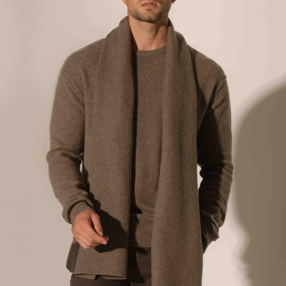 LOUANE écharpe 4 fils taupe chiné 100% cachemire