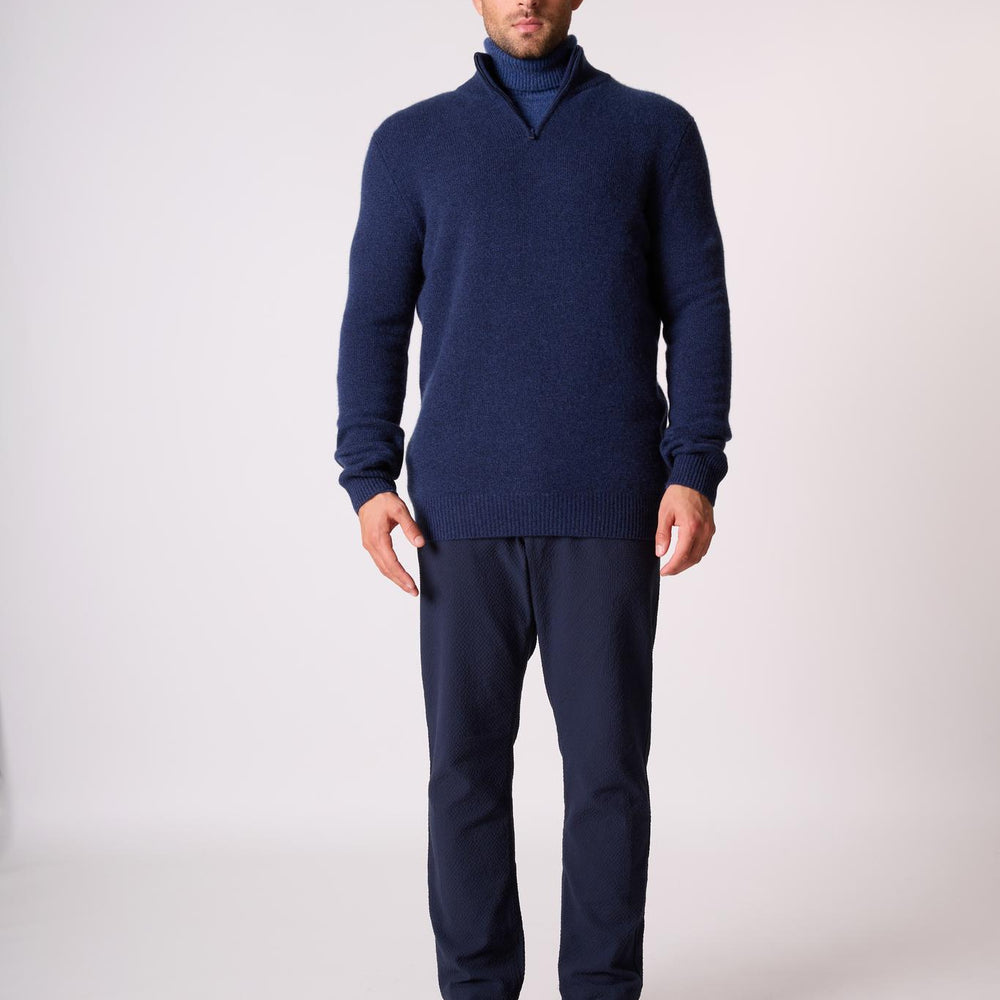 LOUIS pull camionneur 4 fils bleu nuit chiné 100% cachemire