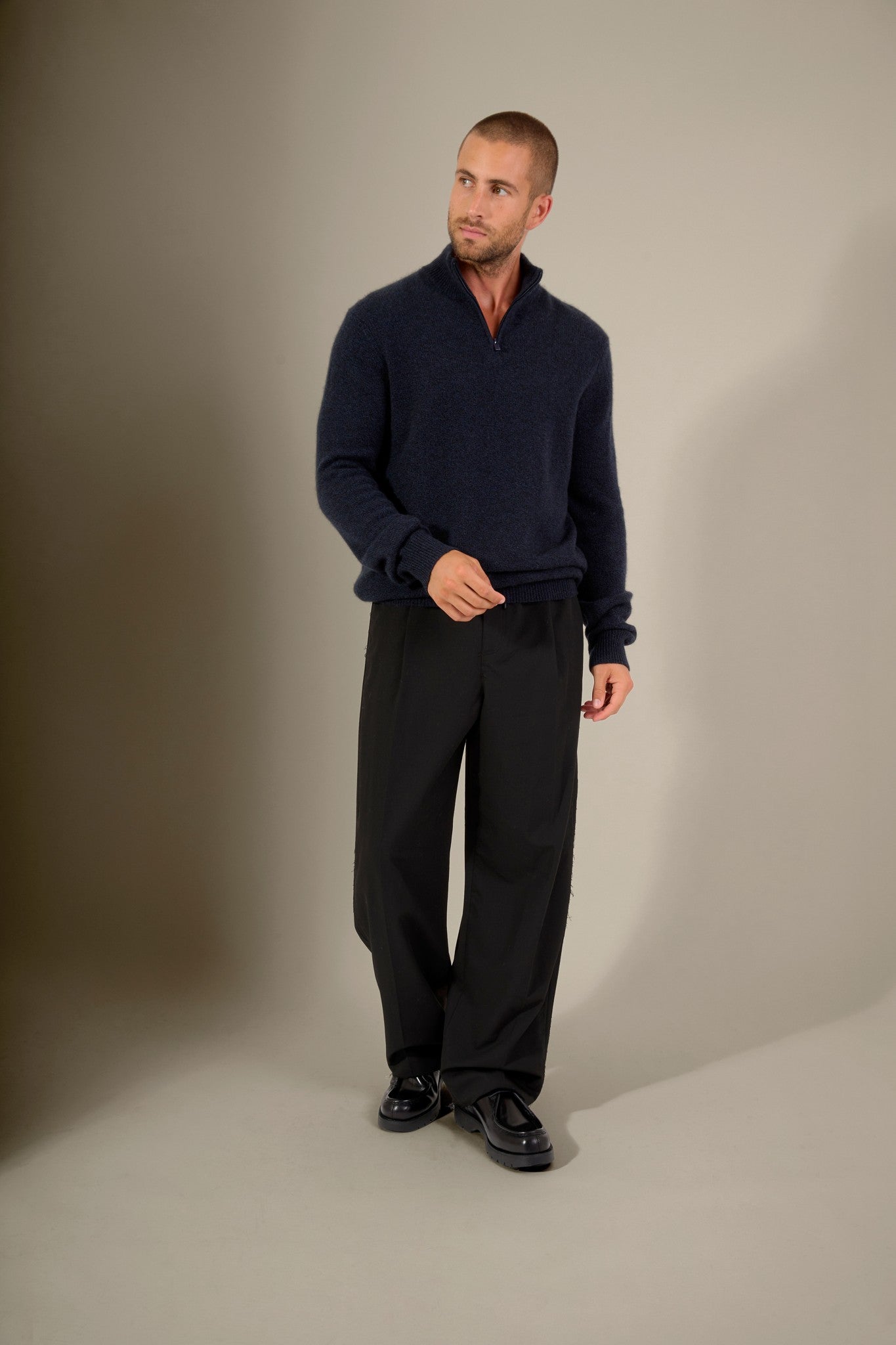 louis pull camionneur 4 fils caviar 100% cachemire