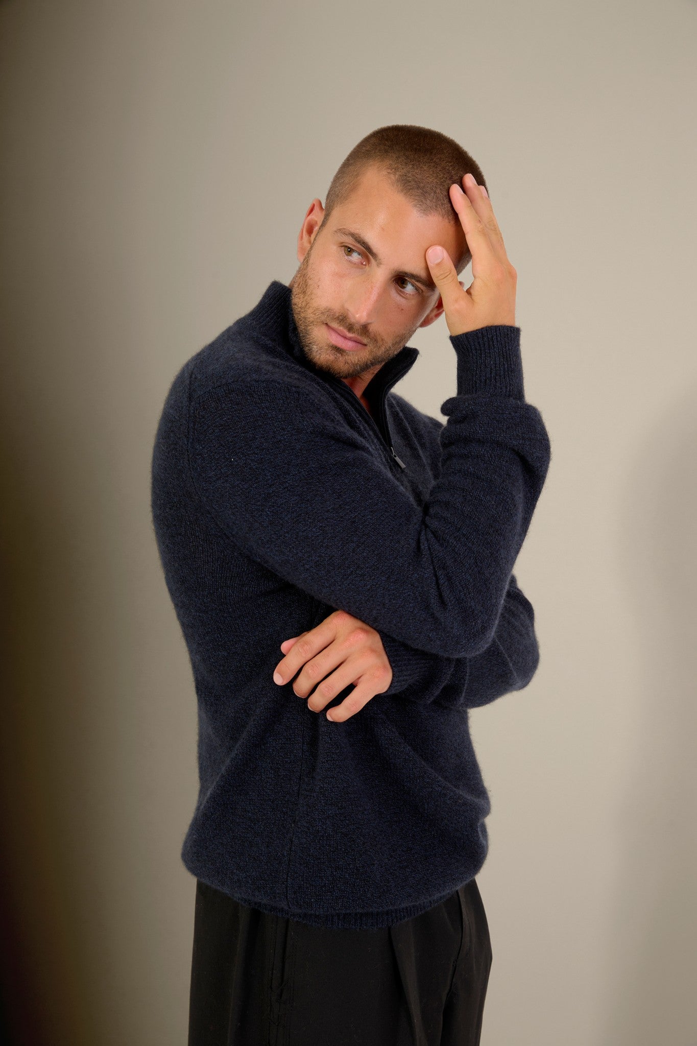 louis pull camionneur 4 fils caviar 100% cachemire