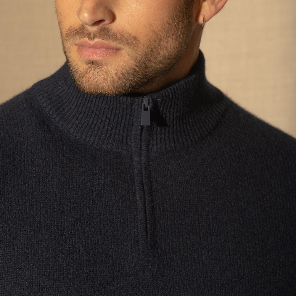 LOUIS pull camionneur 4 fils navy 100% cachemire