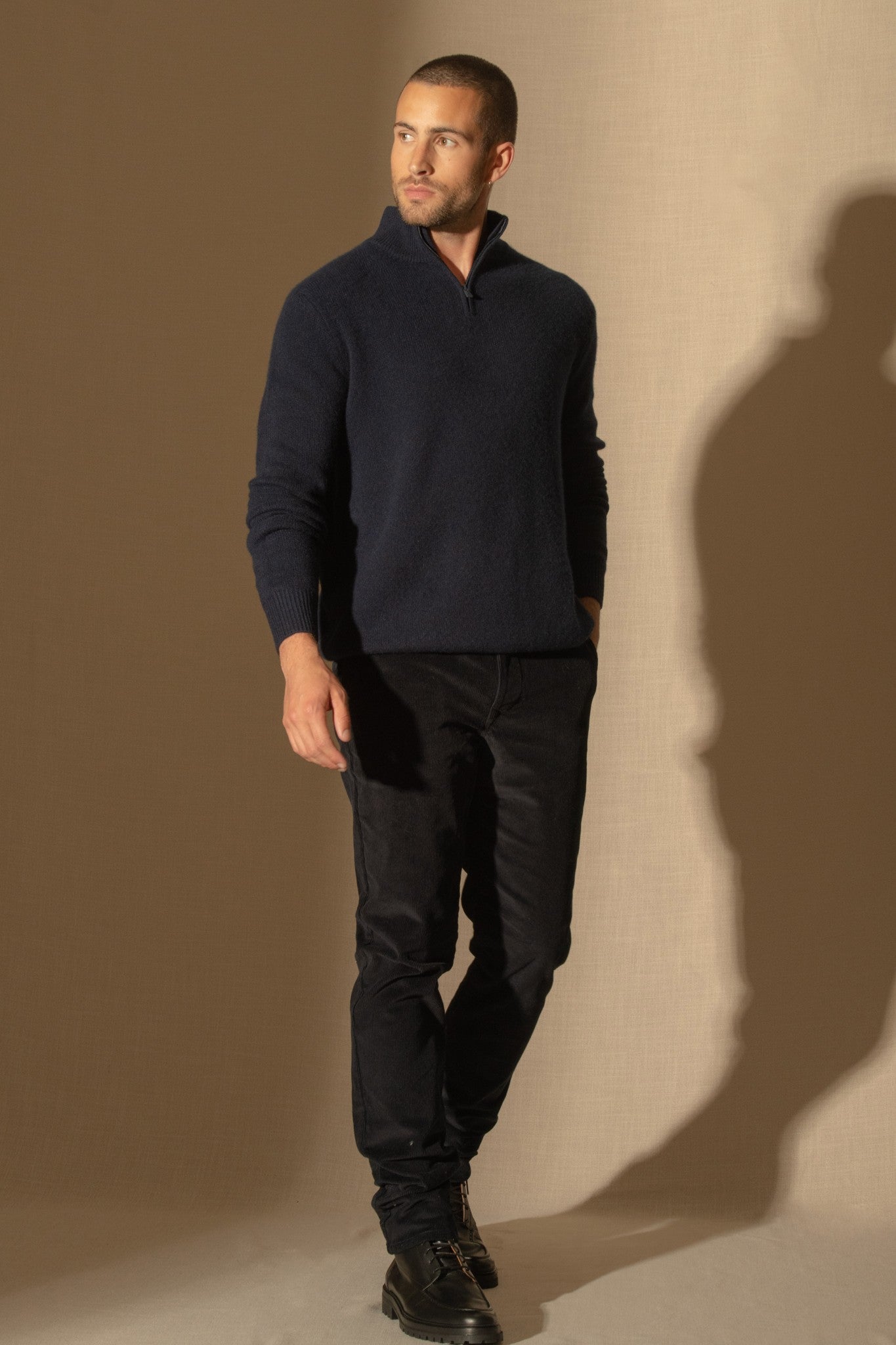 louis pull camionneur 4 fils navy 100% cachemire