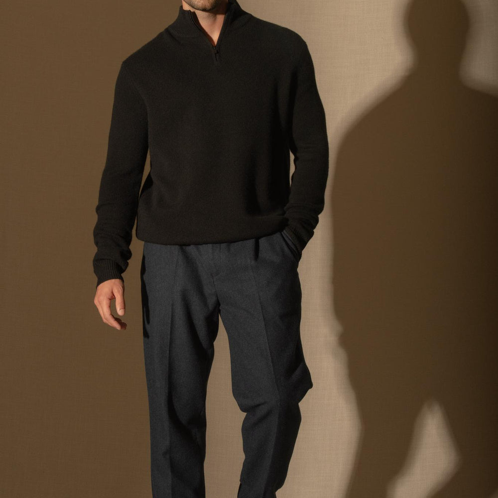 LOUIS pull camionneur 4 fils noir 100% cachemire