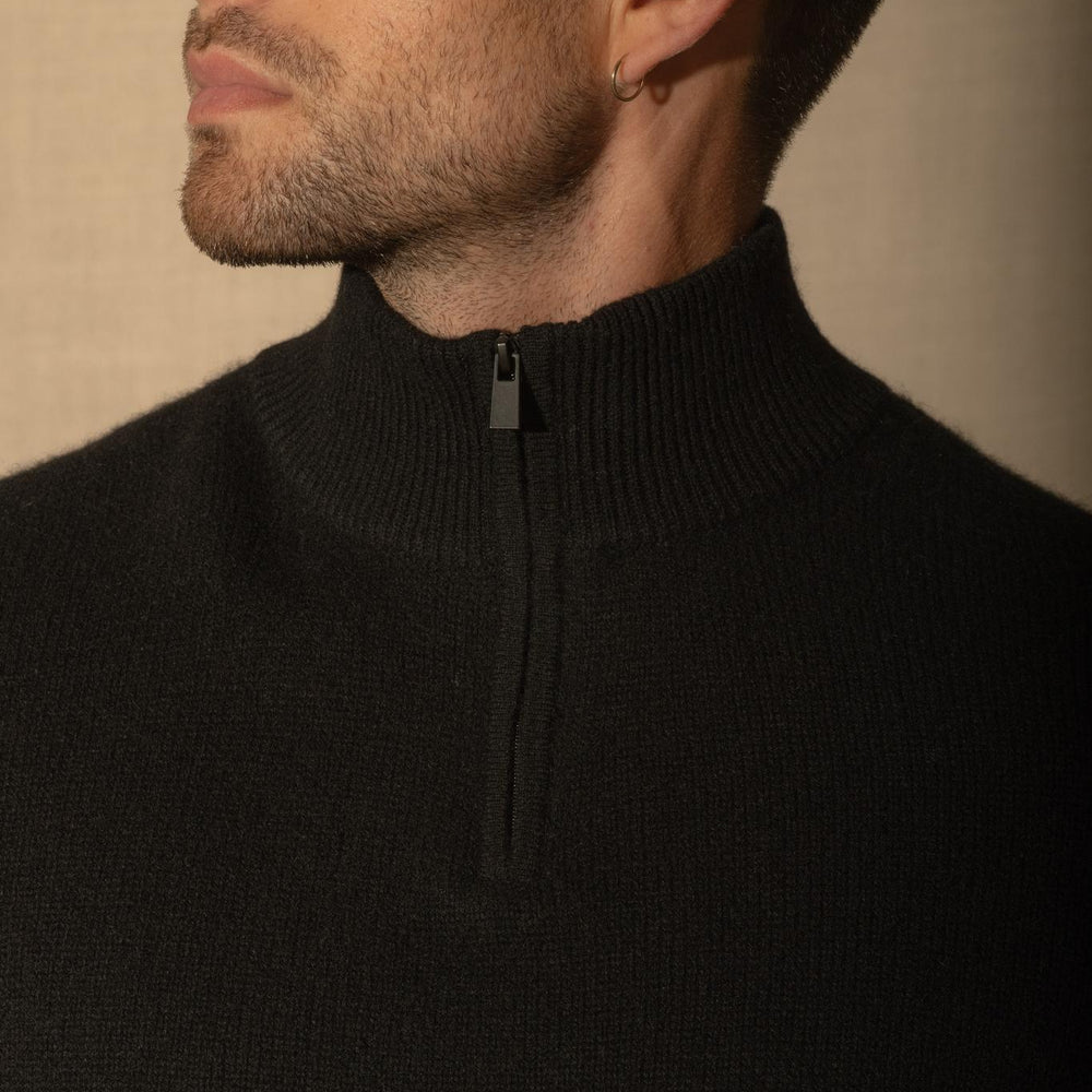 LOUIS pull camionneur 4 fils noir 100% cachemire