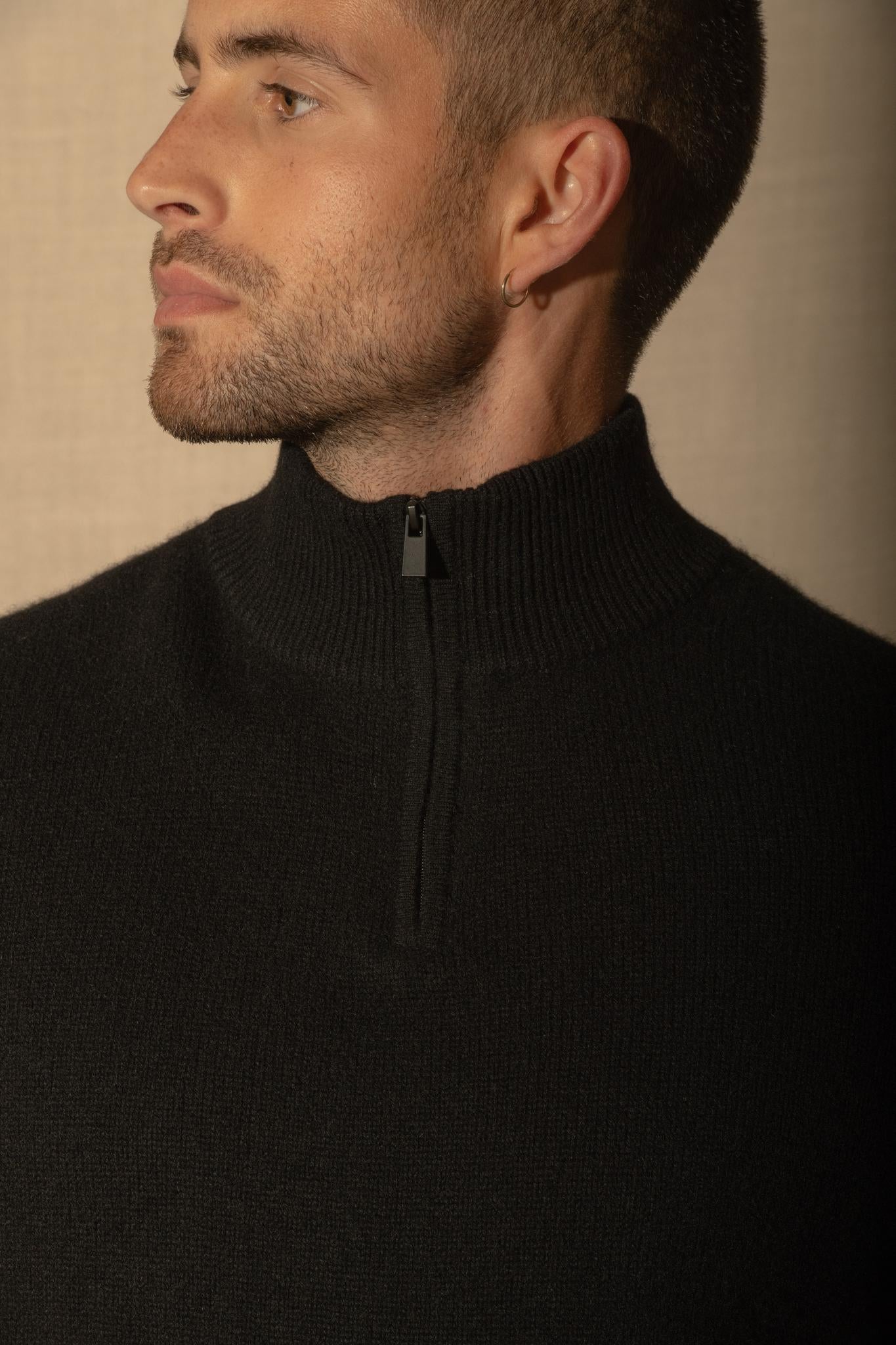 LOUIS pull camionneur 4 fils noir 100% cachemire