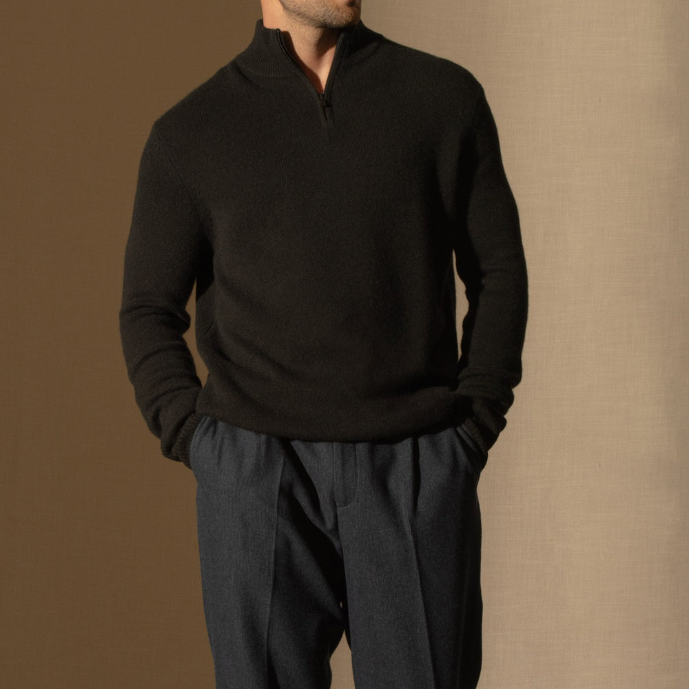 louis pull camionneur 4 fils noir 100% cachemire