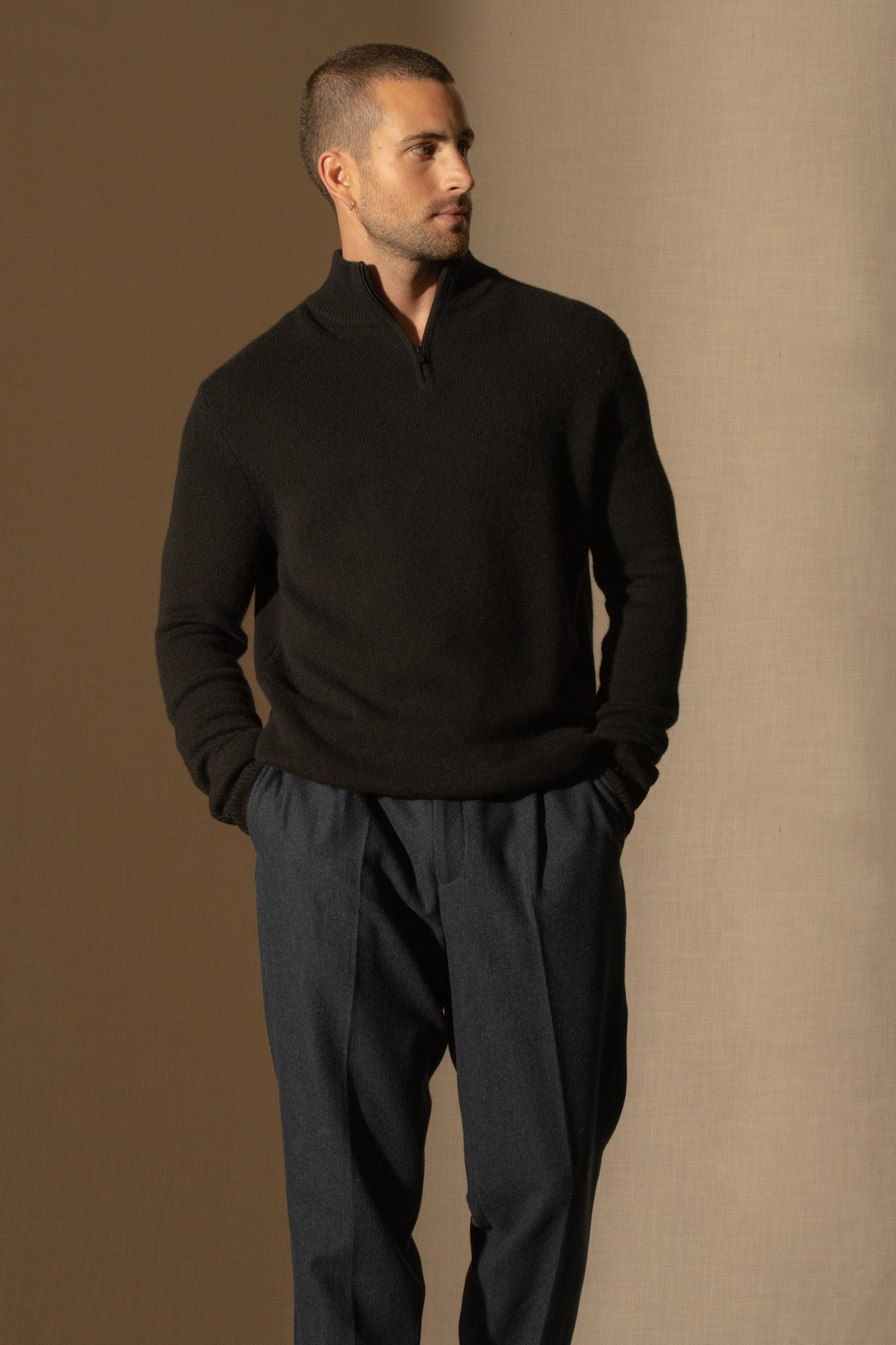 louis pull camionneur 4 fils noir 100% cachemire