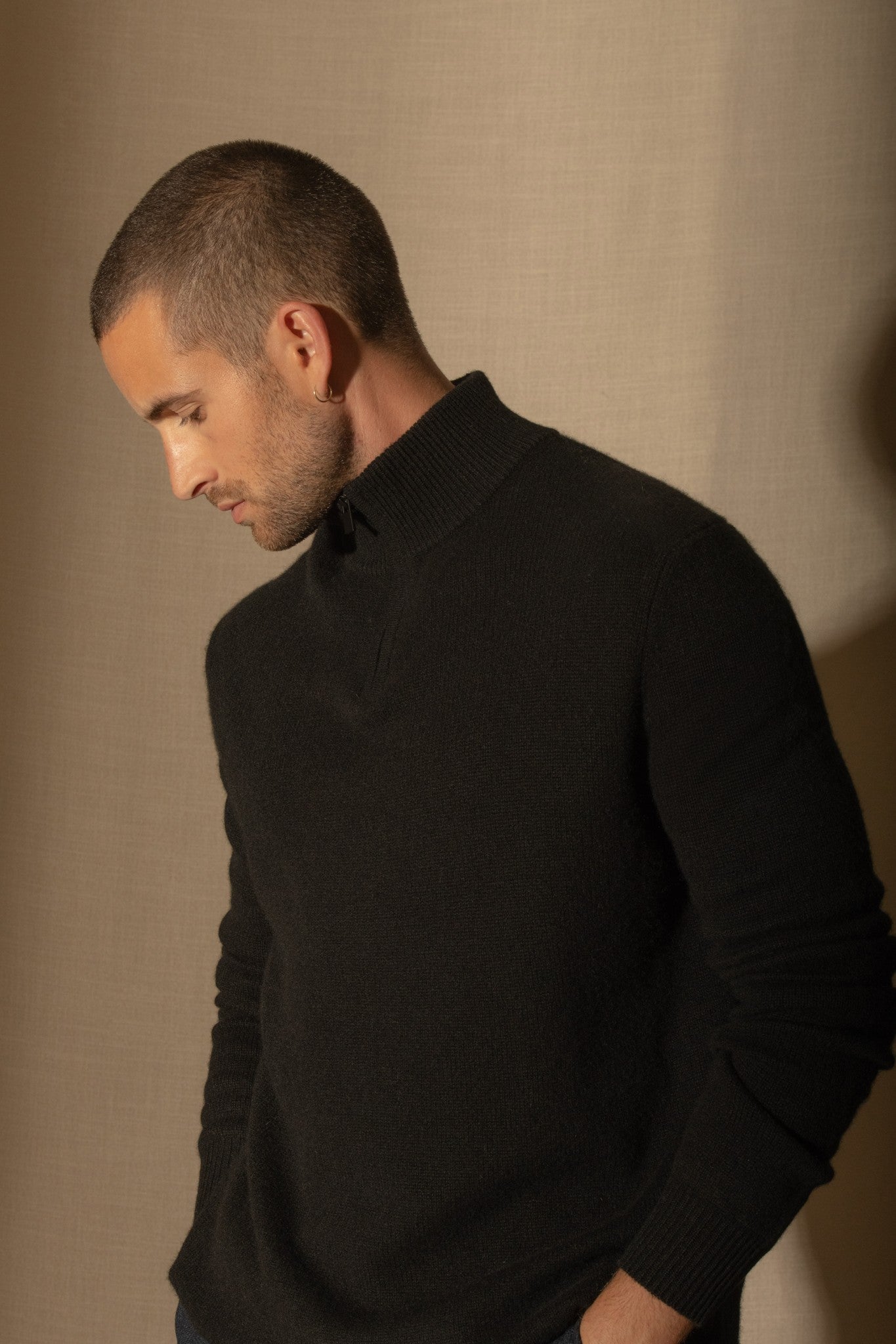 louis pull camionneur 4 fils noir 100% cachemire