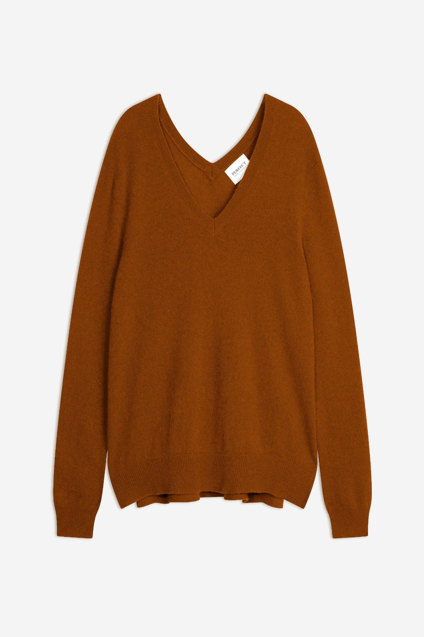 lova pull col v devant et dos auburn 100% cachemire