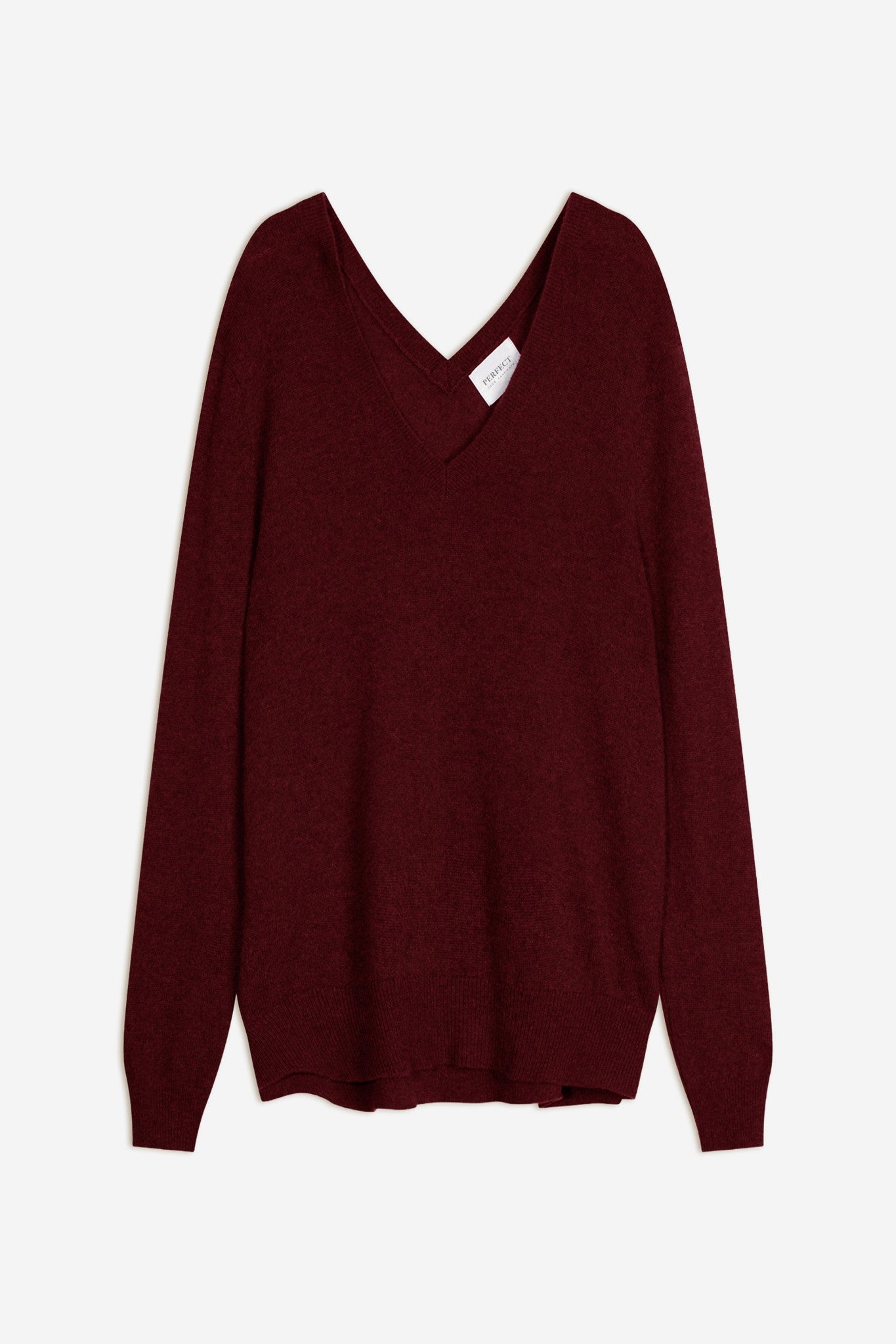 lova pull col v devant et dos cranberry chiné 100% cachemire