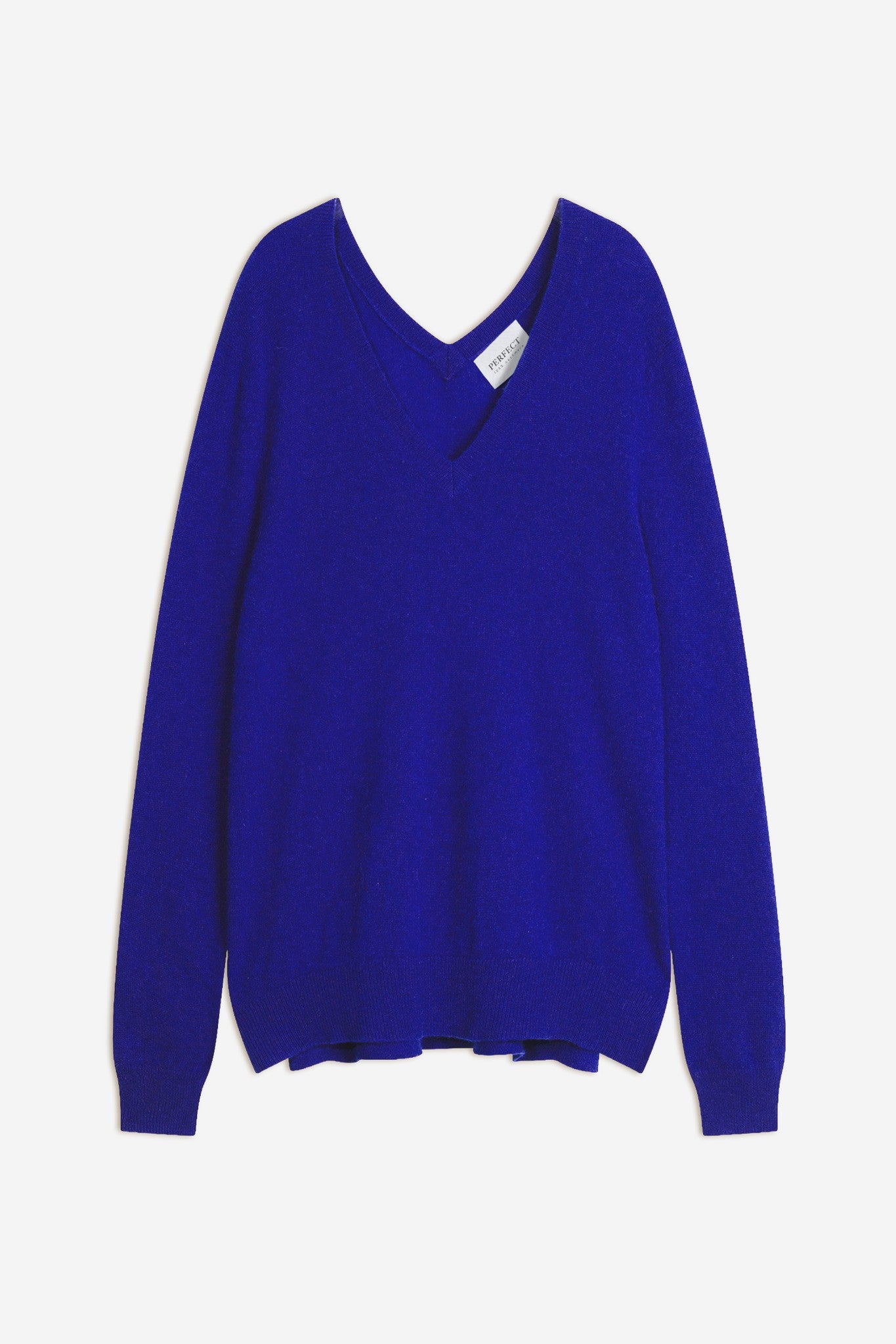 lova pull col v devant et dos indigo 100% cachemire