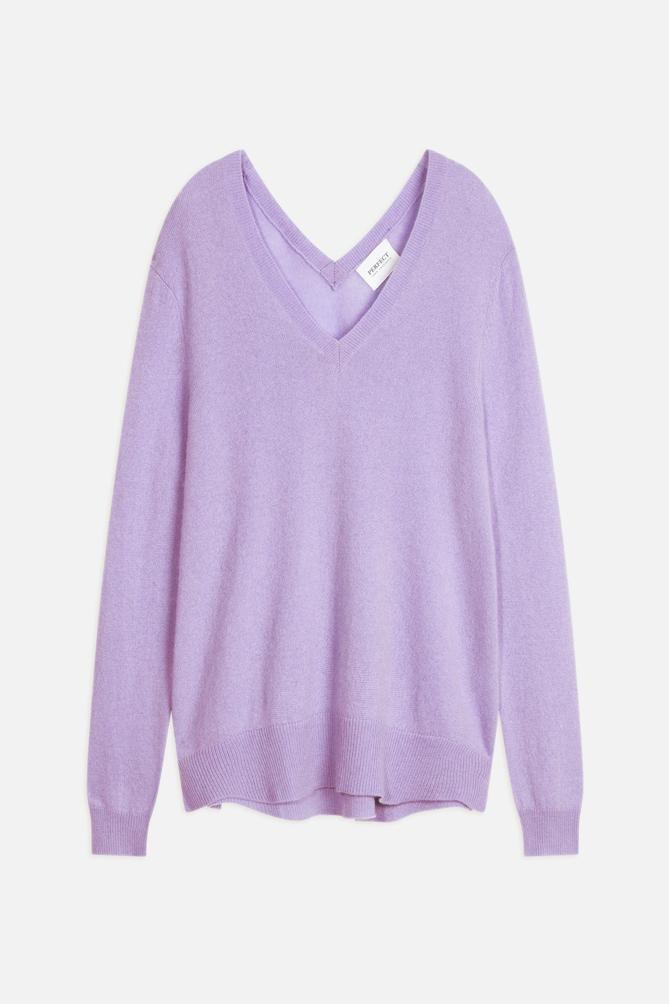 lova pull col v devant et dos mauve 100% cachemire