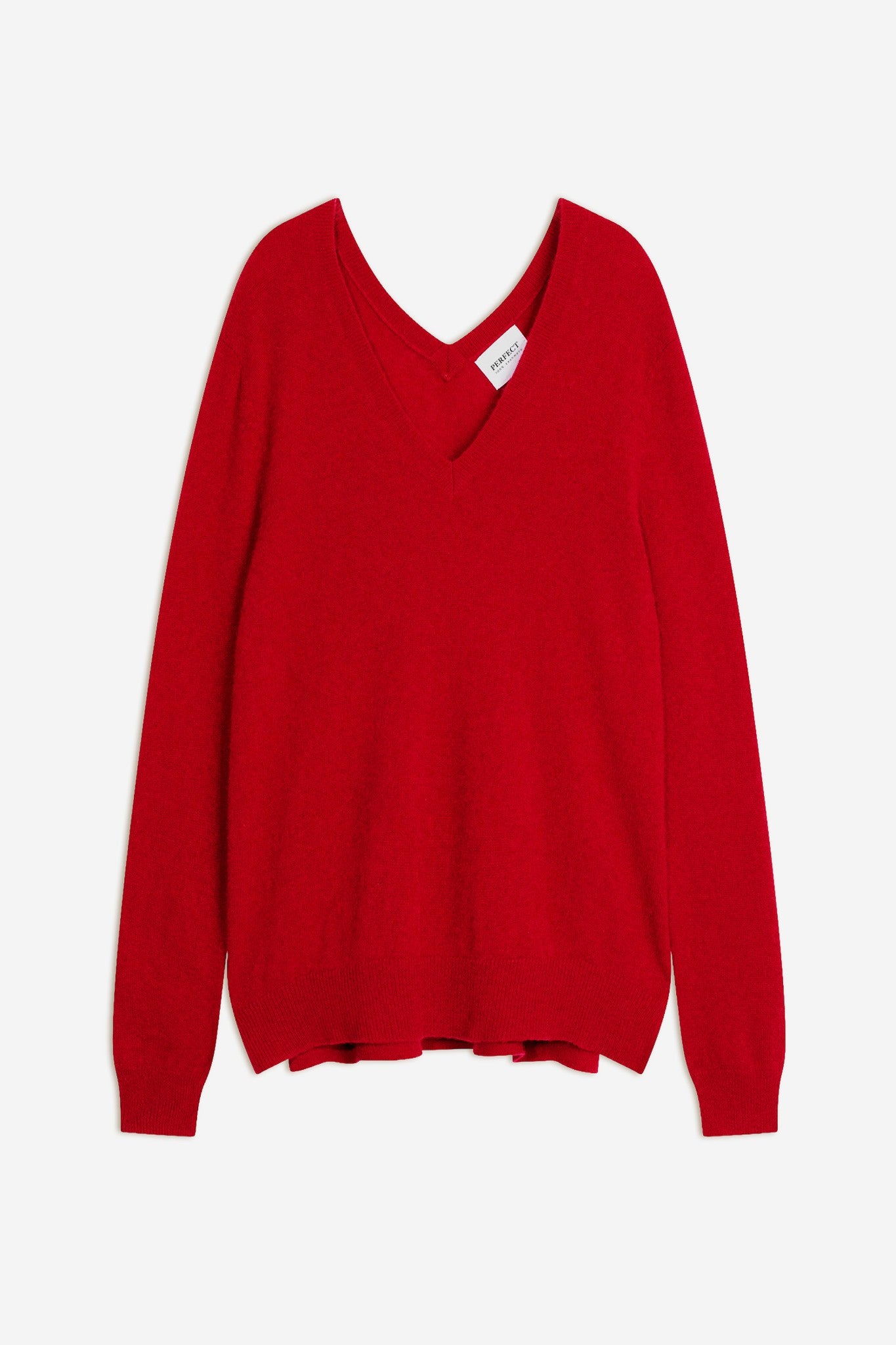lova pull col v devant et dos rouge 100% cachemire