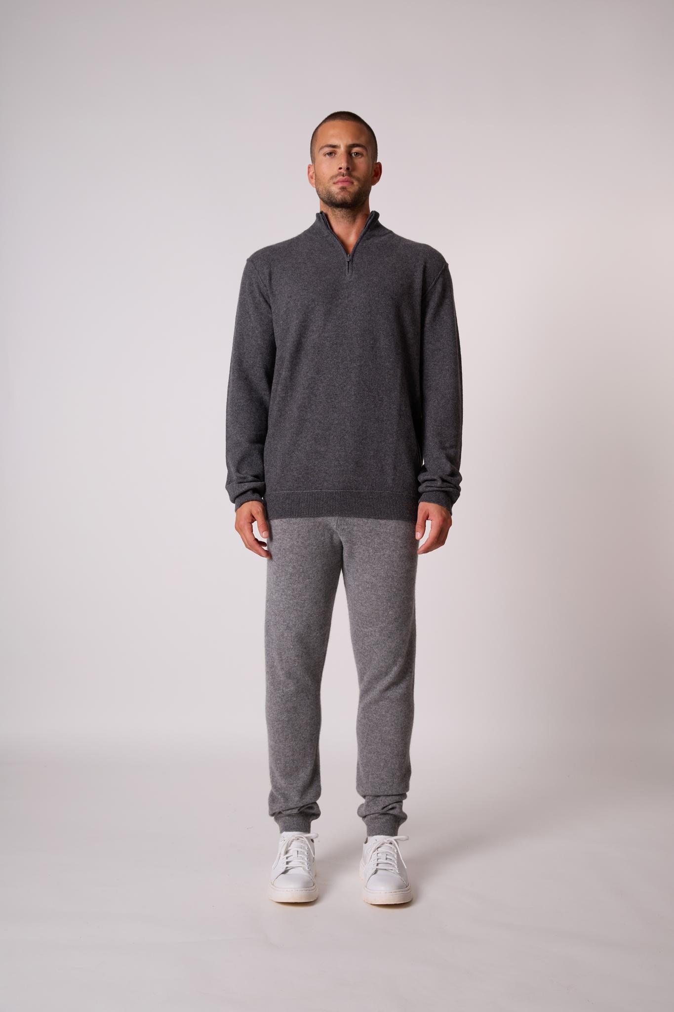 LUCAS pull camionneur anthracite chiné 100% cachemire