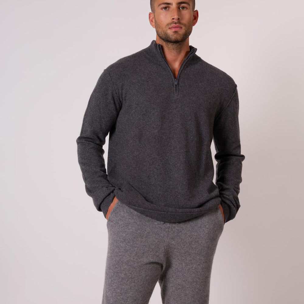 LUCAS pull camionneur anthracite chiné 100% cachemire