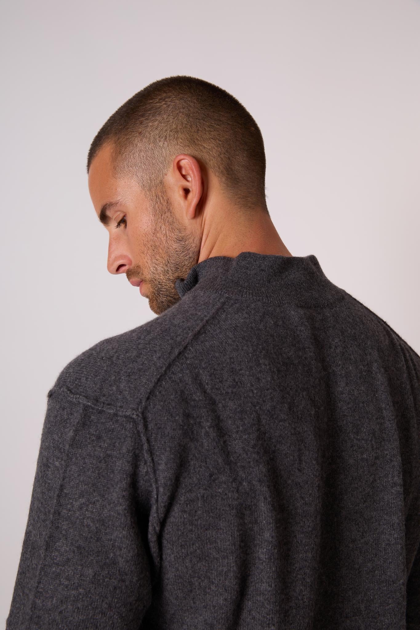 LUCAS pull camionneur anthracite chiné 100% cachemire