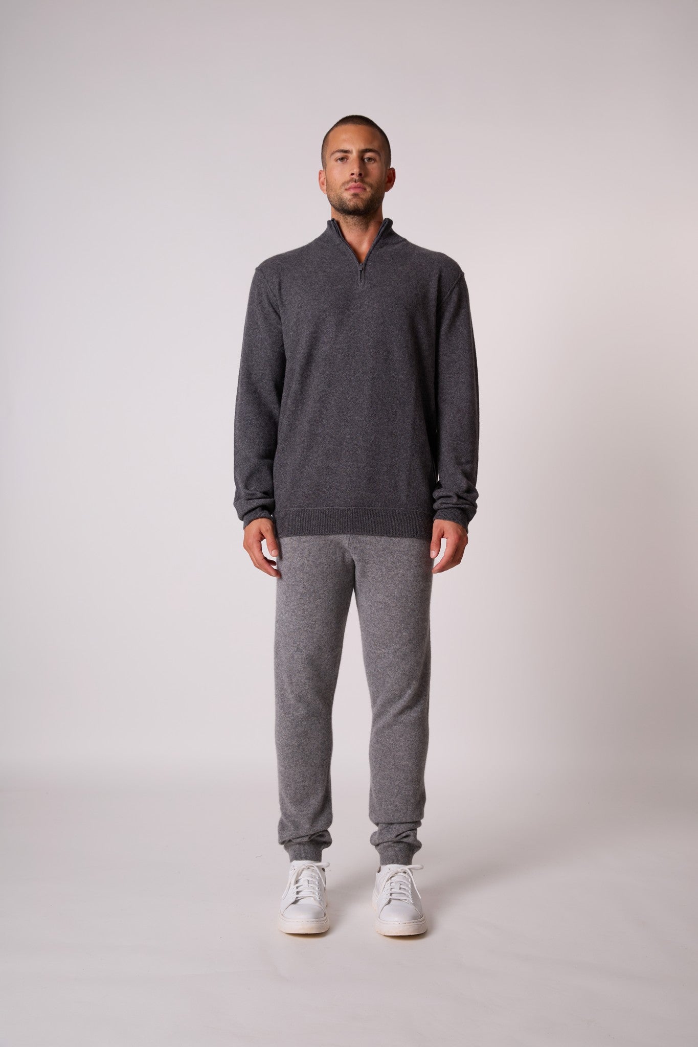 lucas pull camionneur anthracite chiné 100% cachemire