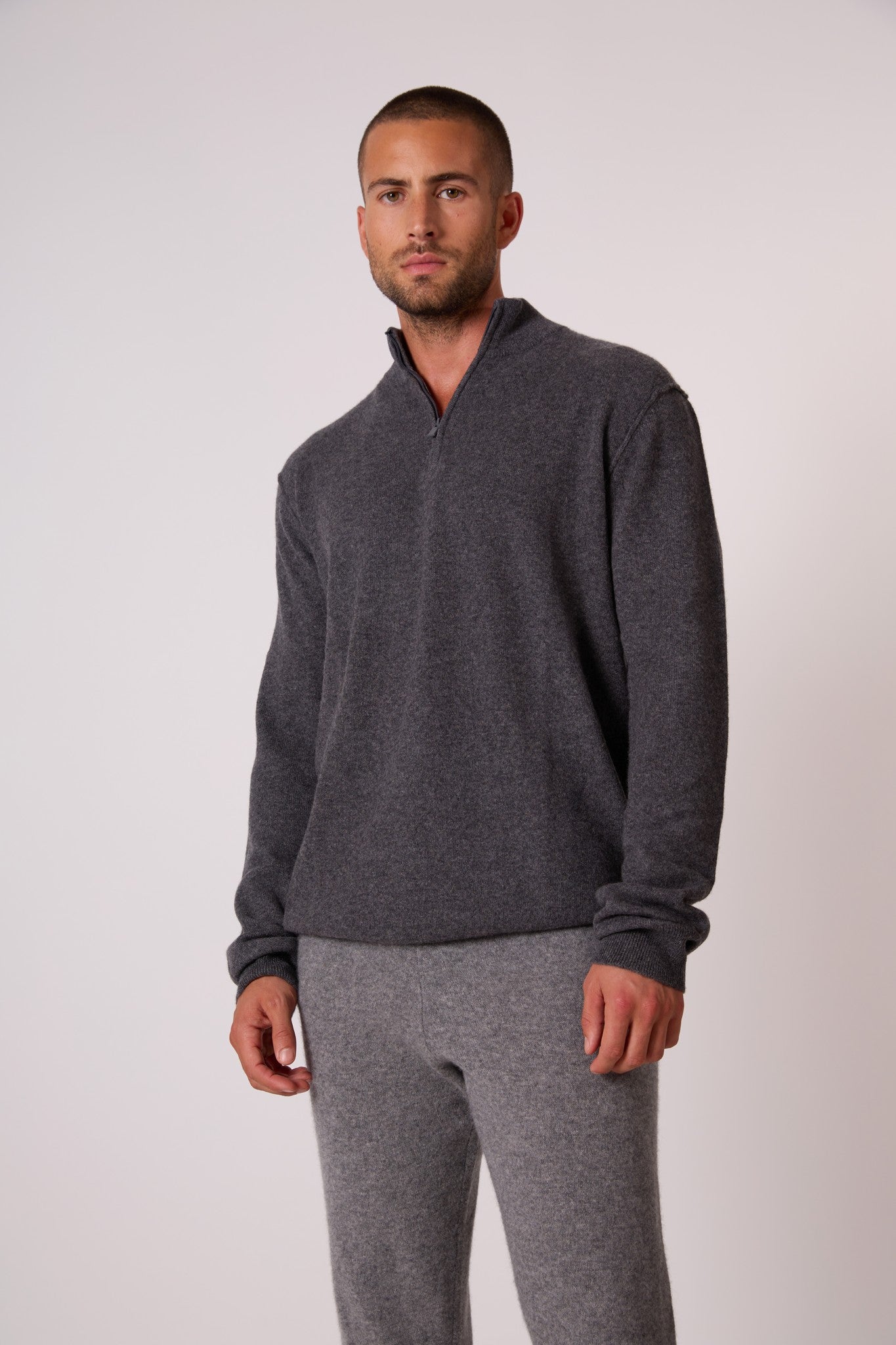 lucas pull camionneur anthracite chiné 100% cachemire