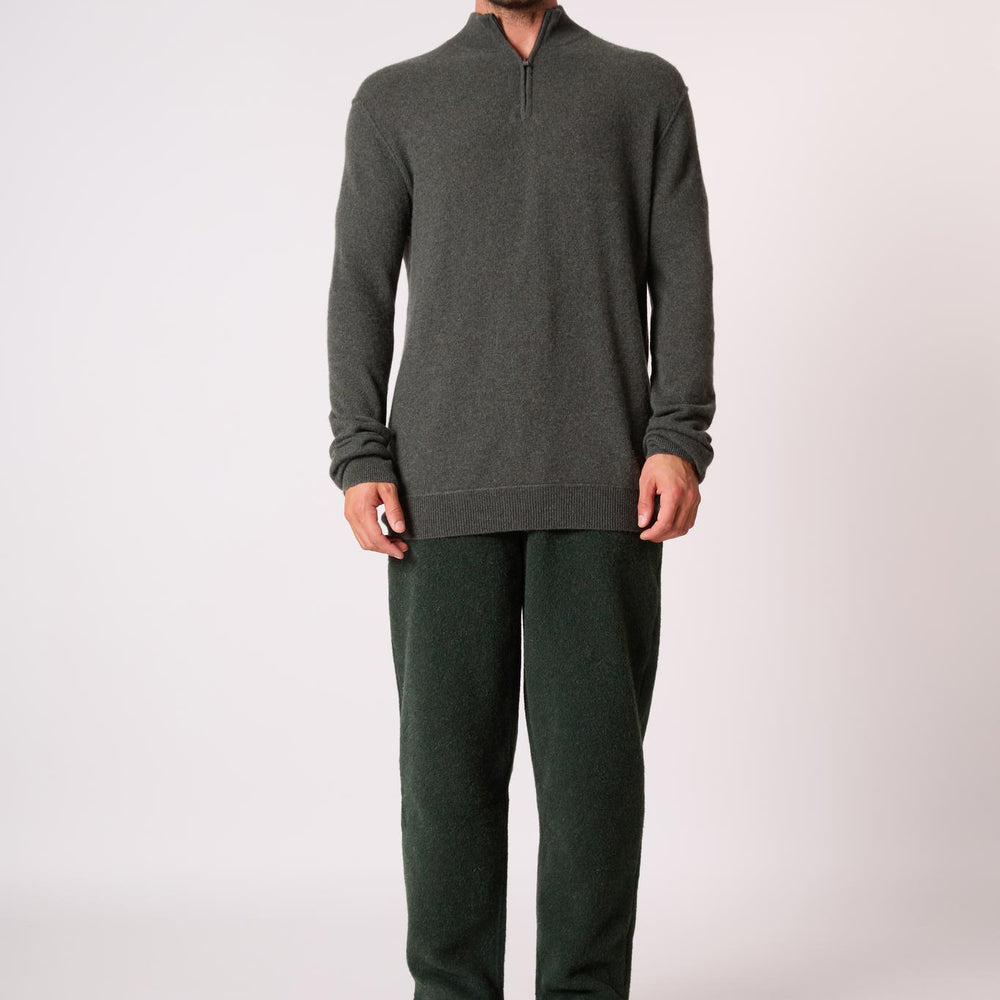 LUCAS pull camionneur kaki chiné 100% cachemire
