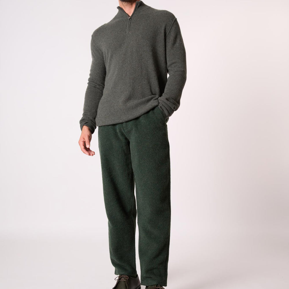 LUCAS pull camionneur kaki chiné 100% cachemire