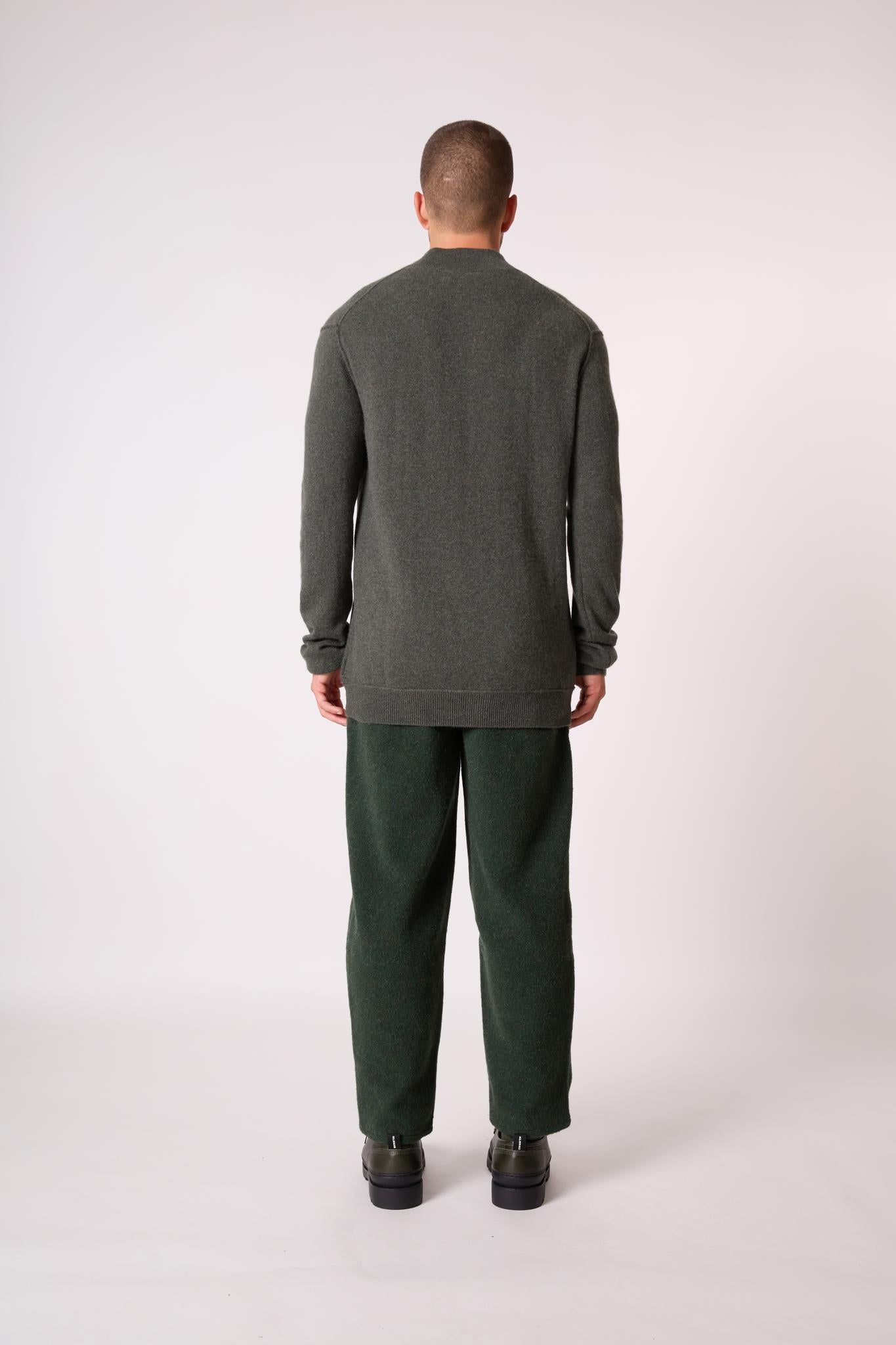 LUCAS pull camionneur kaki chiné 100% cachemire
