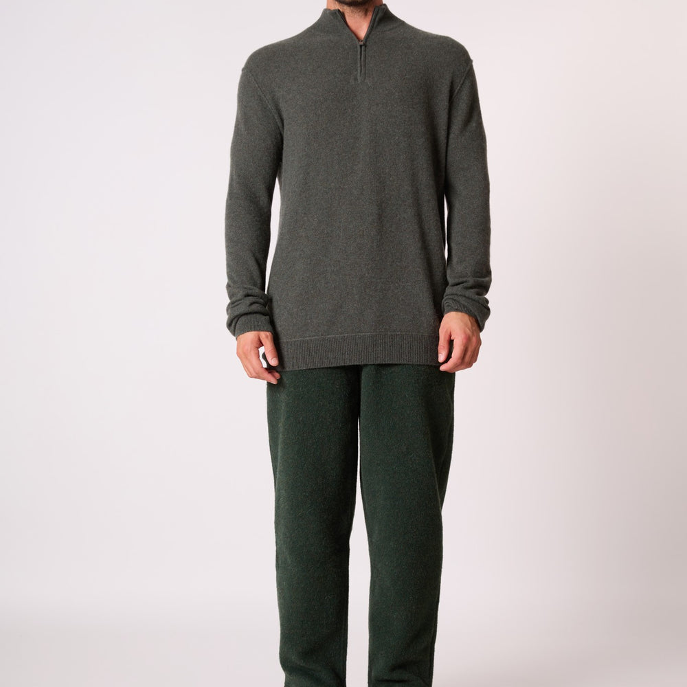 lucas pull camionneur kaki chiné 100% cachemire