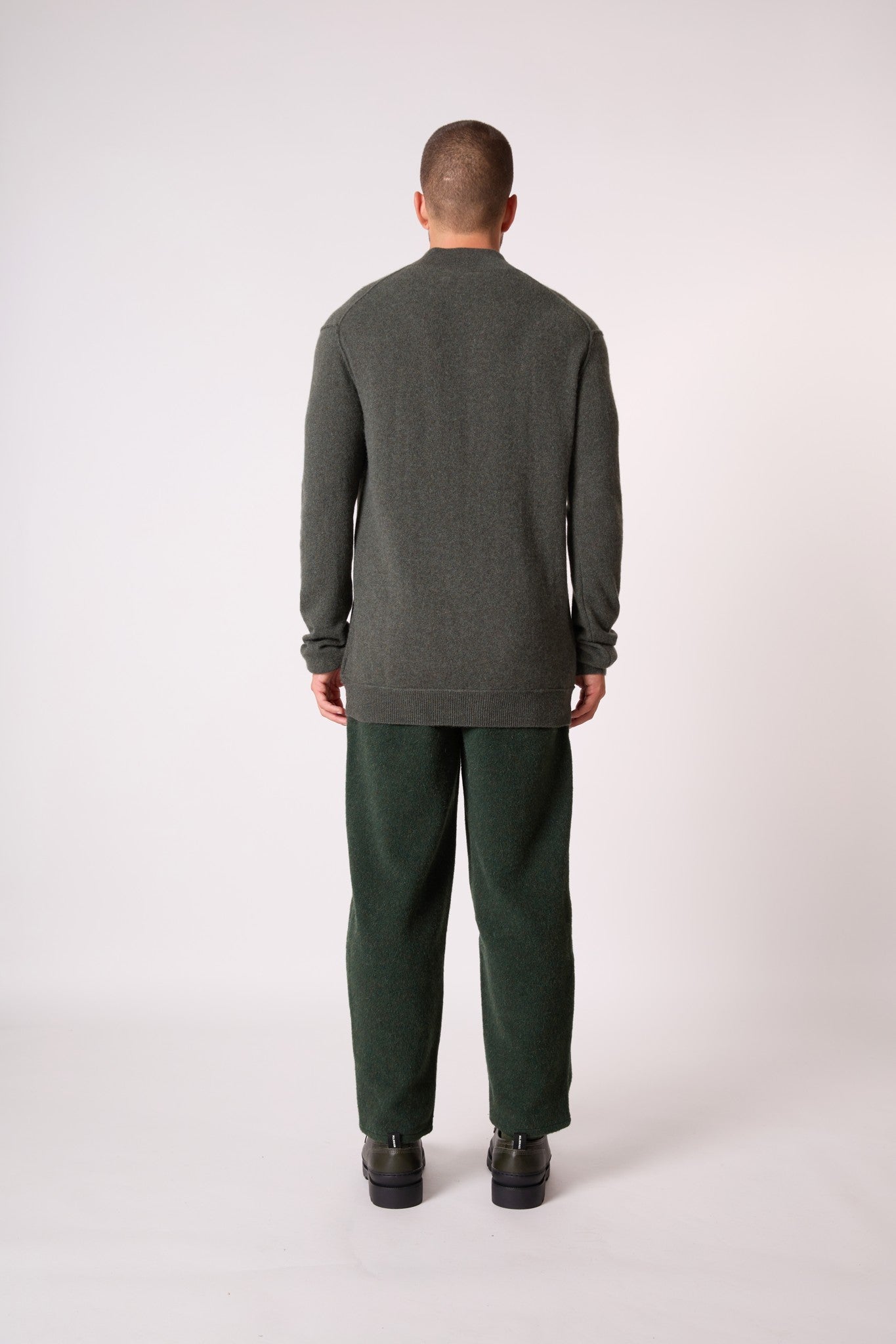 lucas pull camionneur kaki chiné 100% cachemire