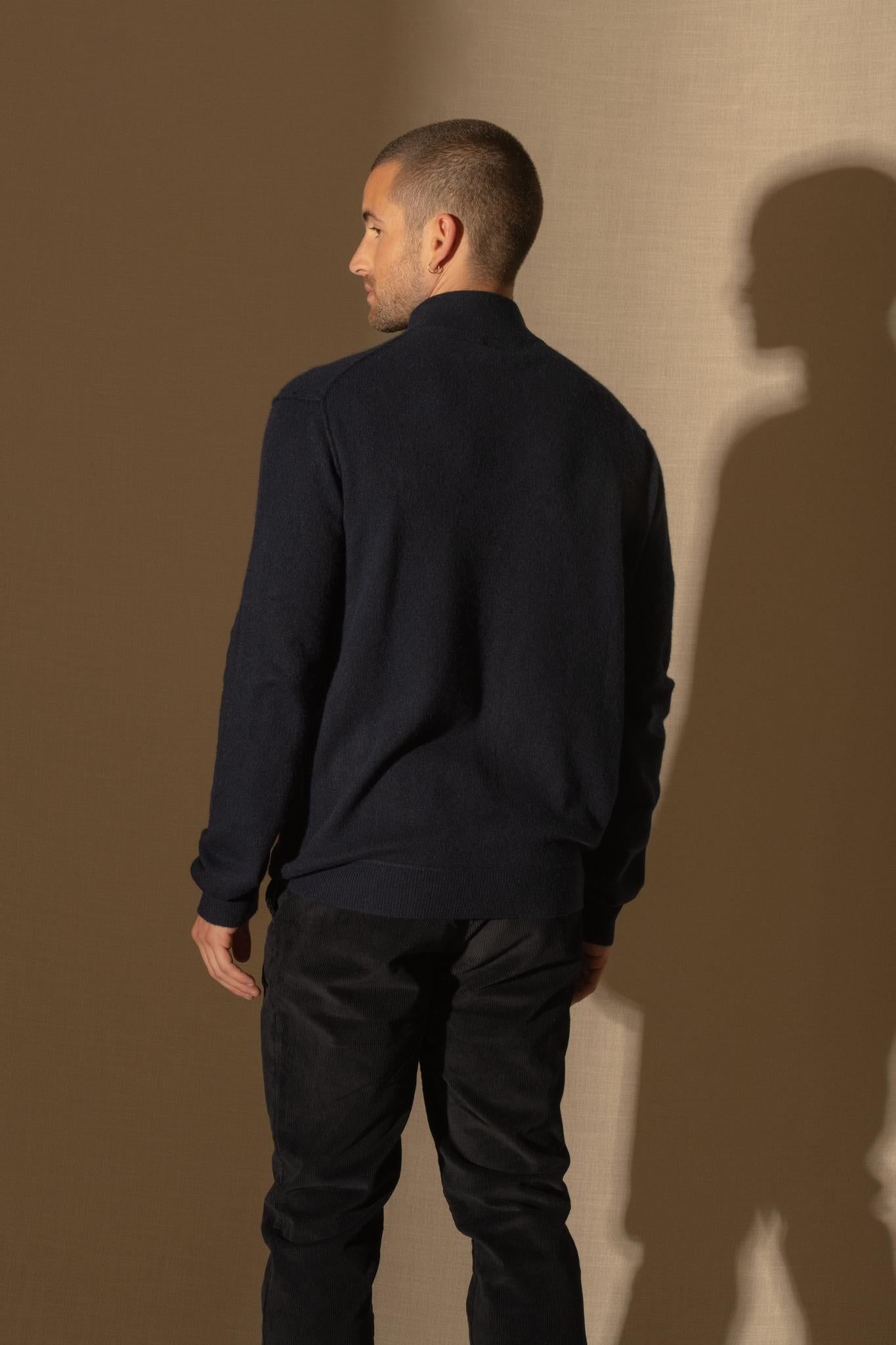 LUCAS pull camionneur navy 100% cachemire