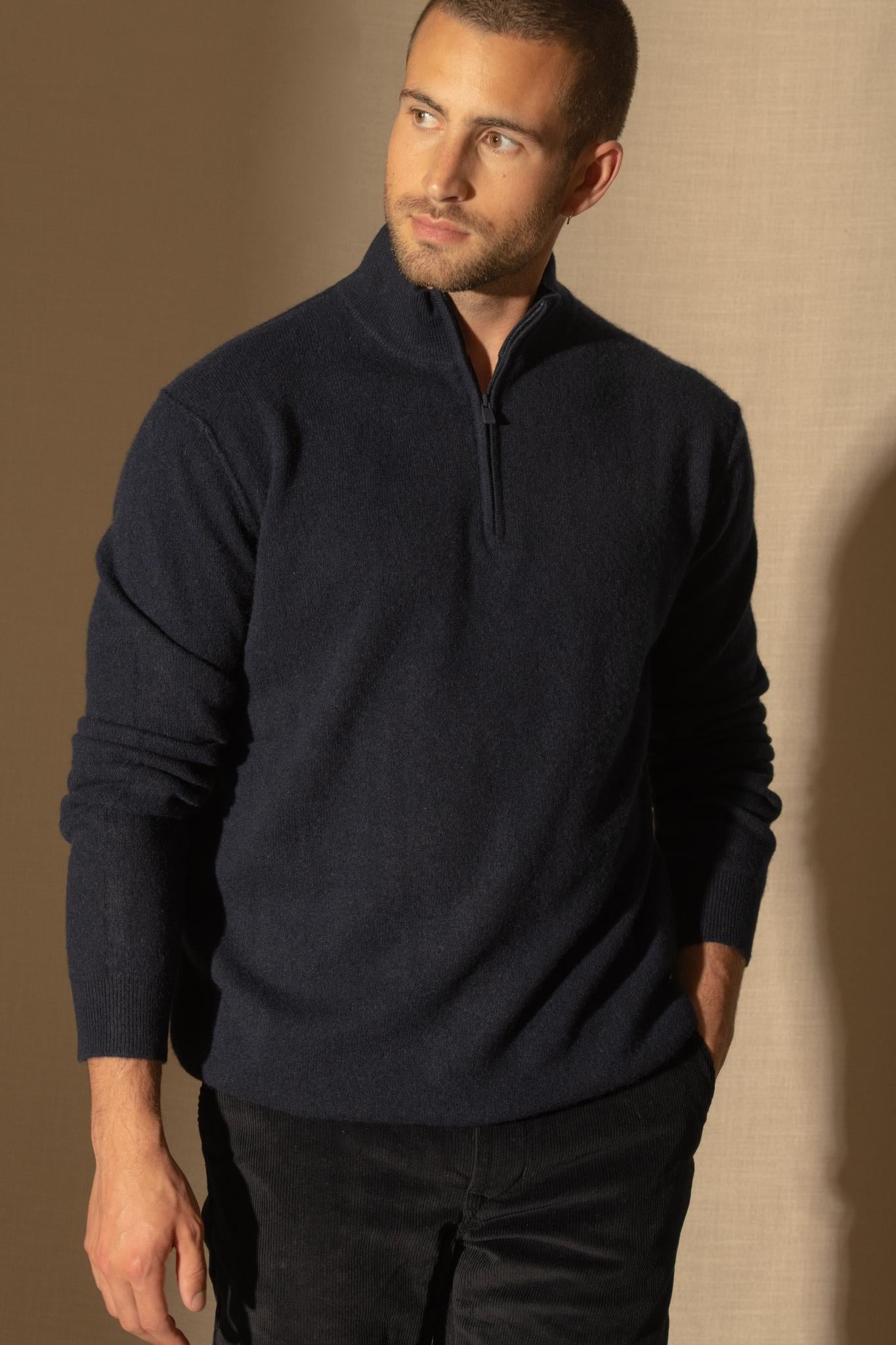 LUCAS pull camionneur navy 100% cachemire