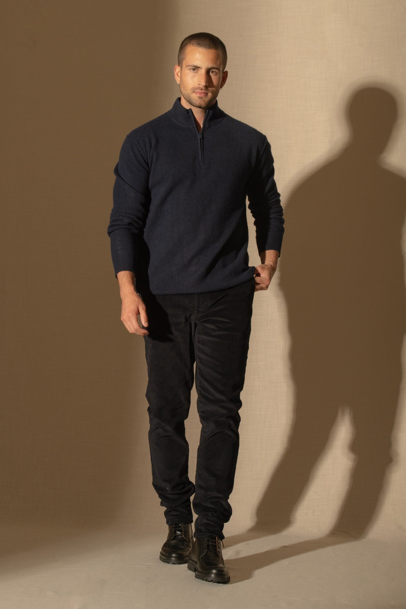 lucas pull camionneur navy 100% cachemire