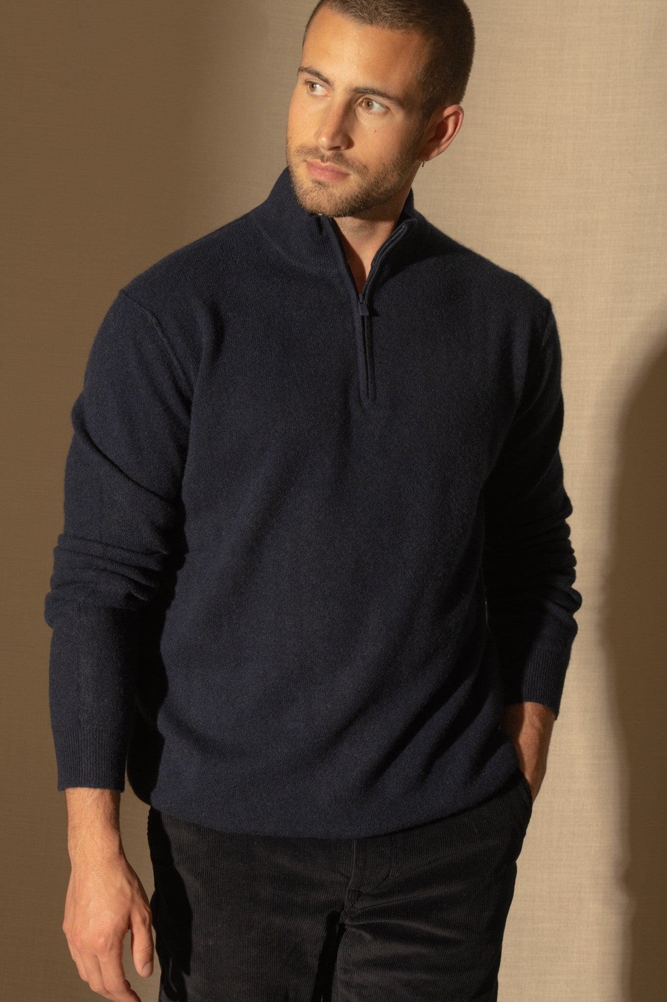 lucas pull camionneur navy 100% cachemire