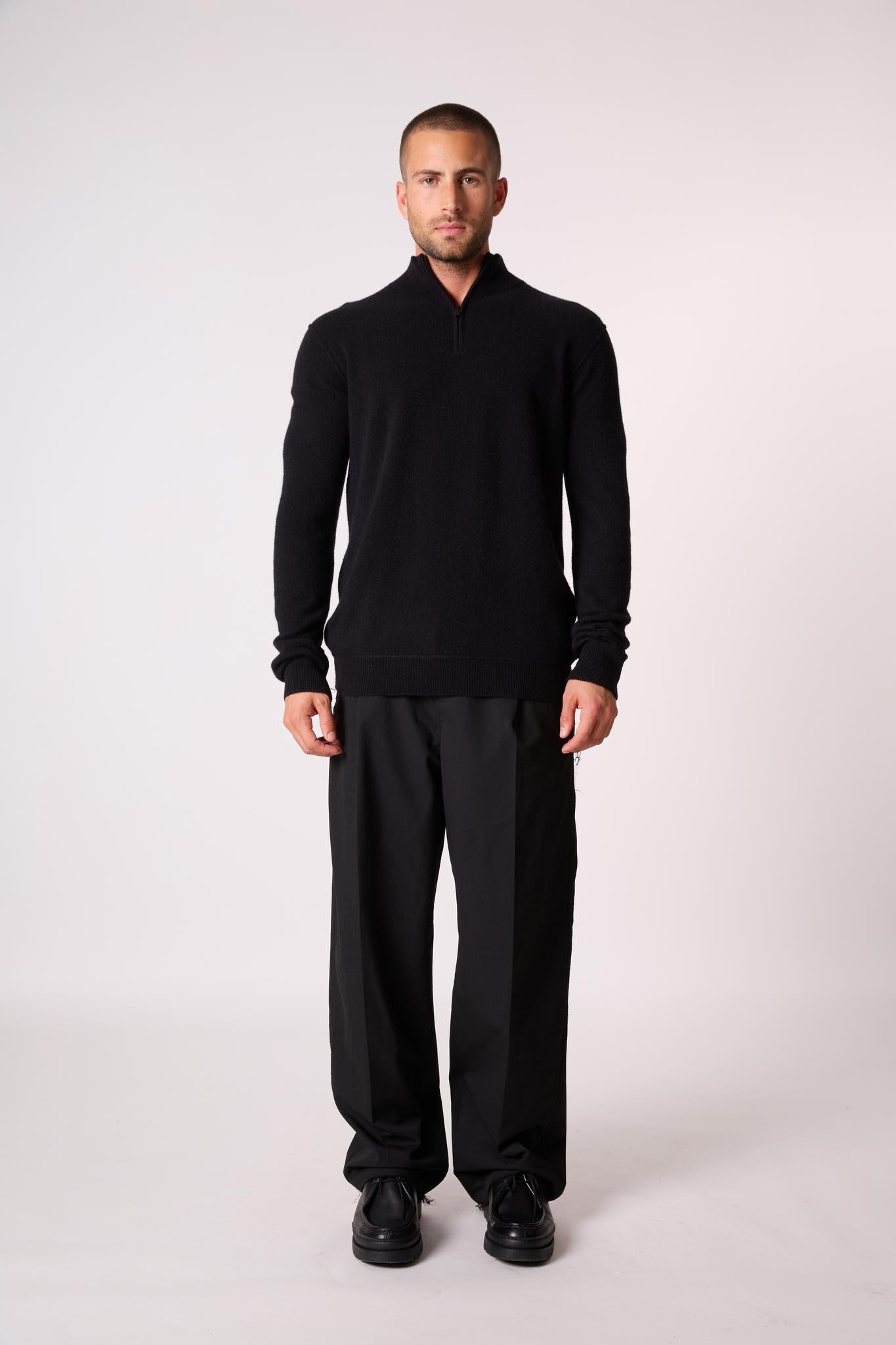 LUCAS pull camionneur noir 100% cachemire