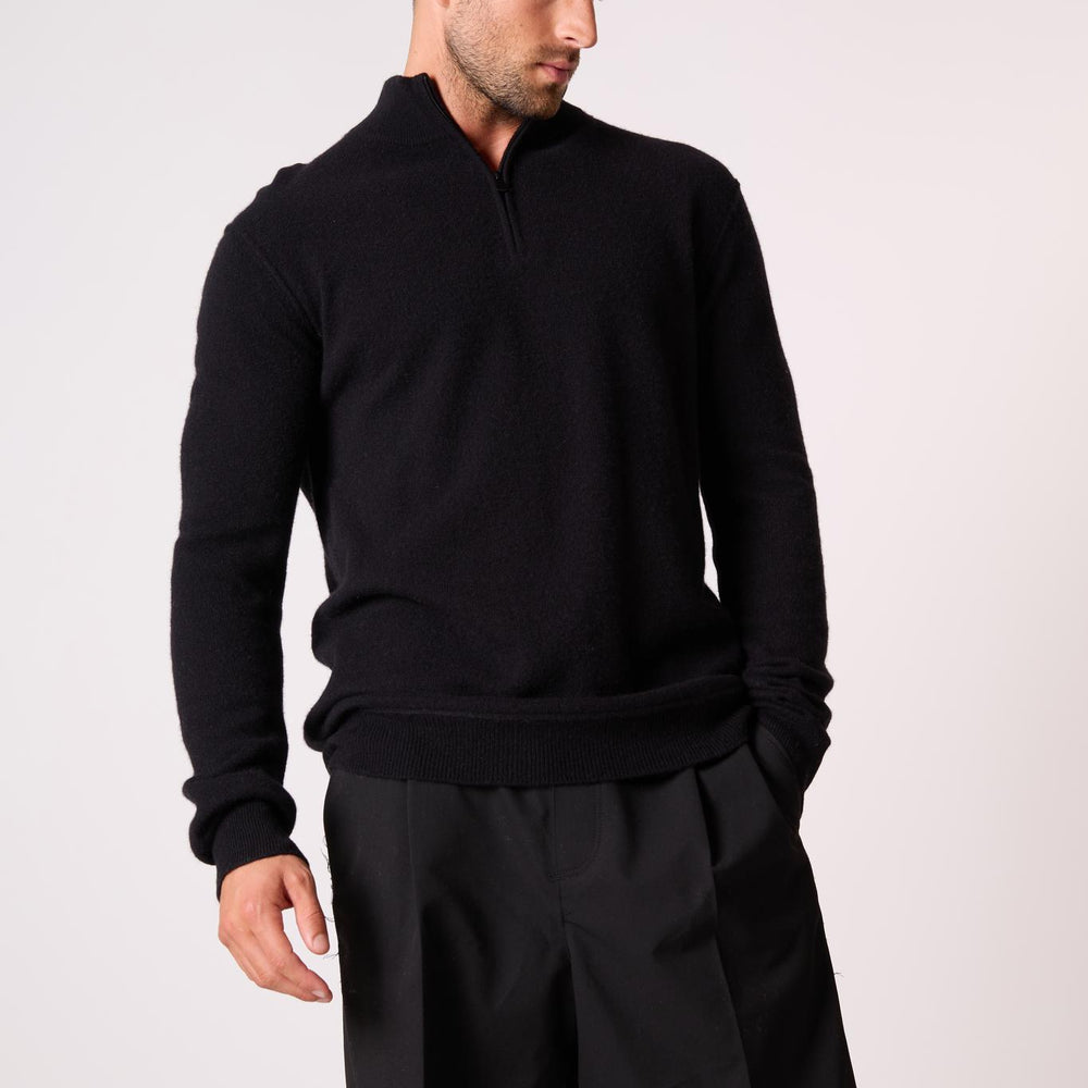 LUCAS pull camionneur noir 100% cachemire