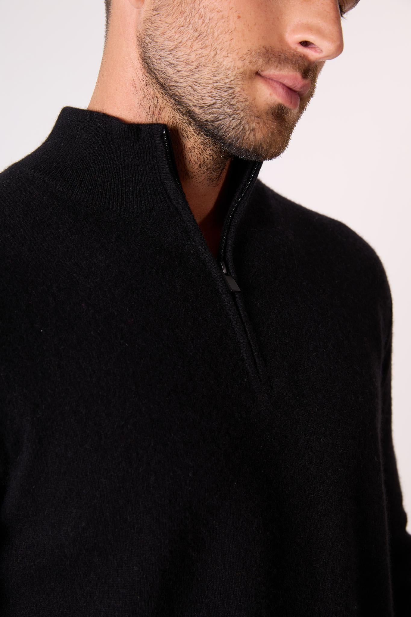 LUCAS pull camionneur noir 100% cachemire