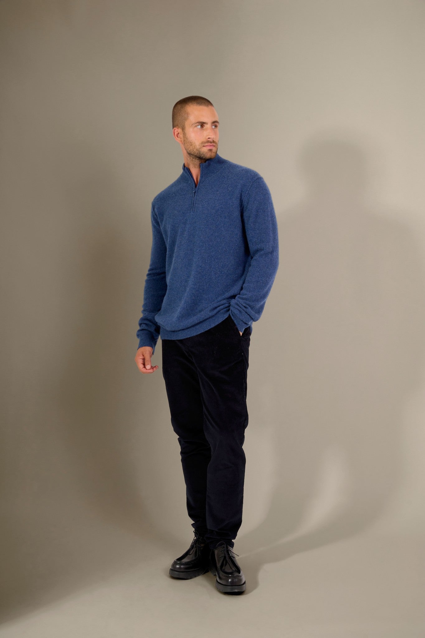 lucas pull camionneur ocean chiné 100% cachemire