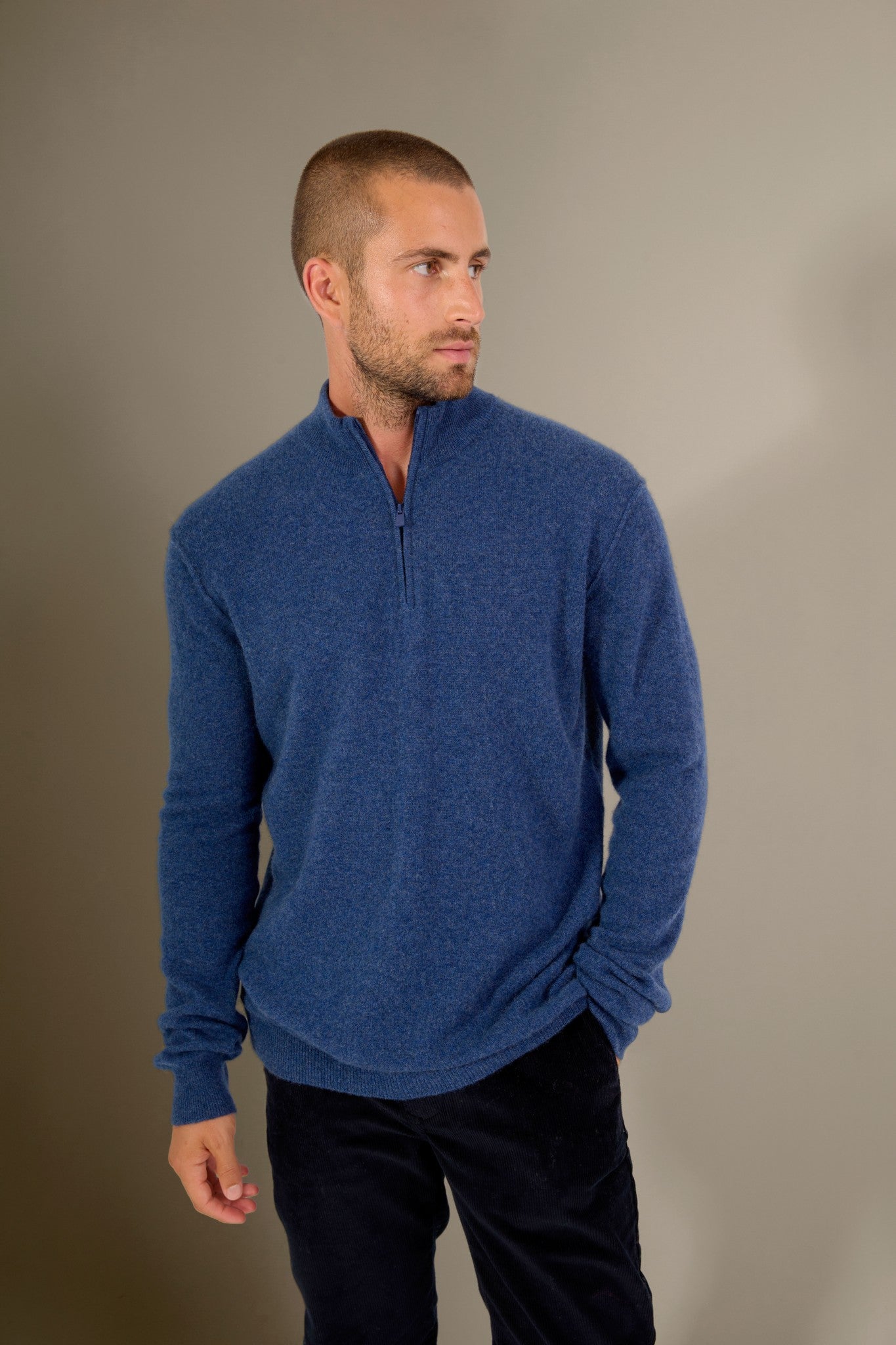 lucas pull camionneur ocean chiné 100% cachemire